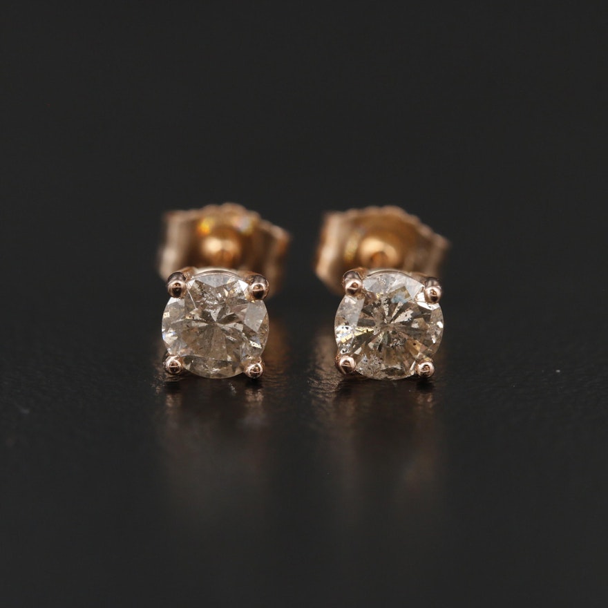 14K Rose Gold 0.63 CTW Diamond Stud Earrings