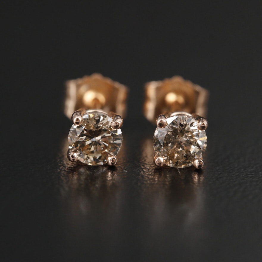 14K Rose Gold 0.61 CTW Diamond Stud Earrings
