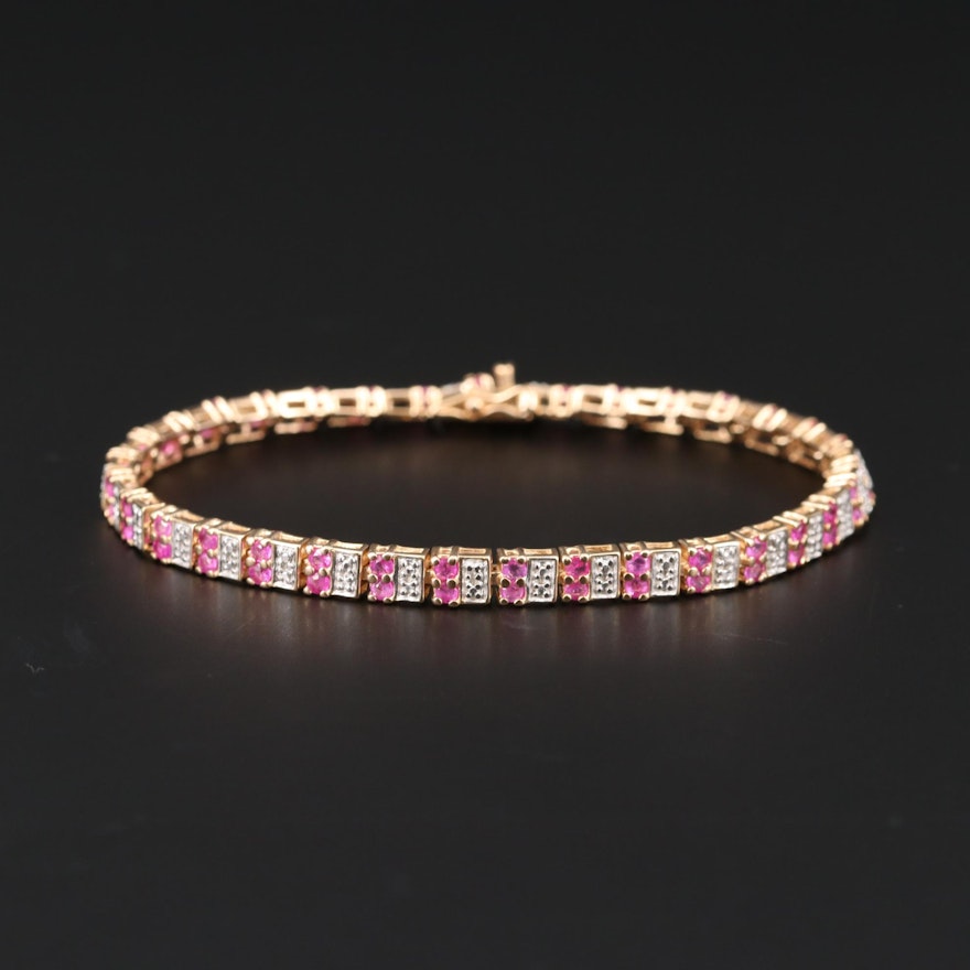 Sterling Silver Ruby and Diamond Tennis Bracelet