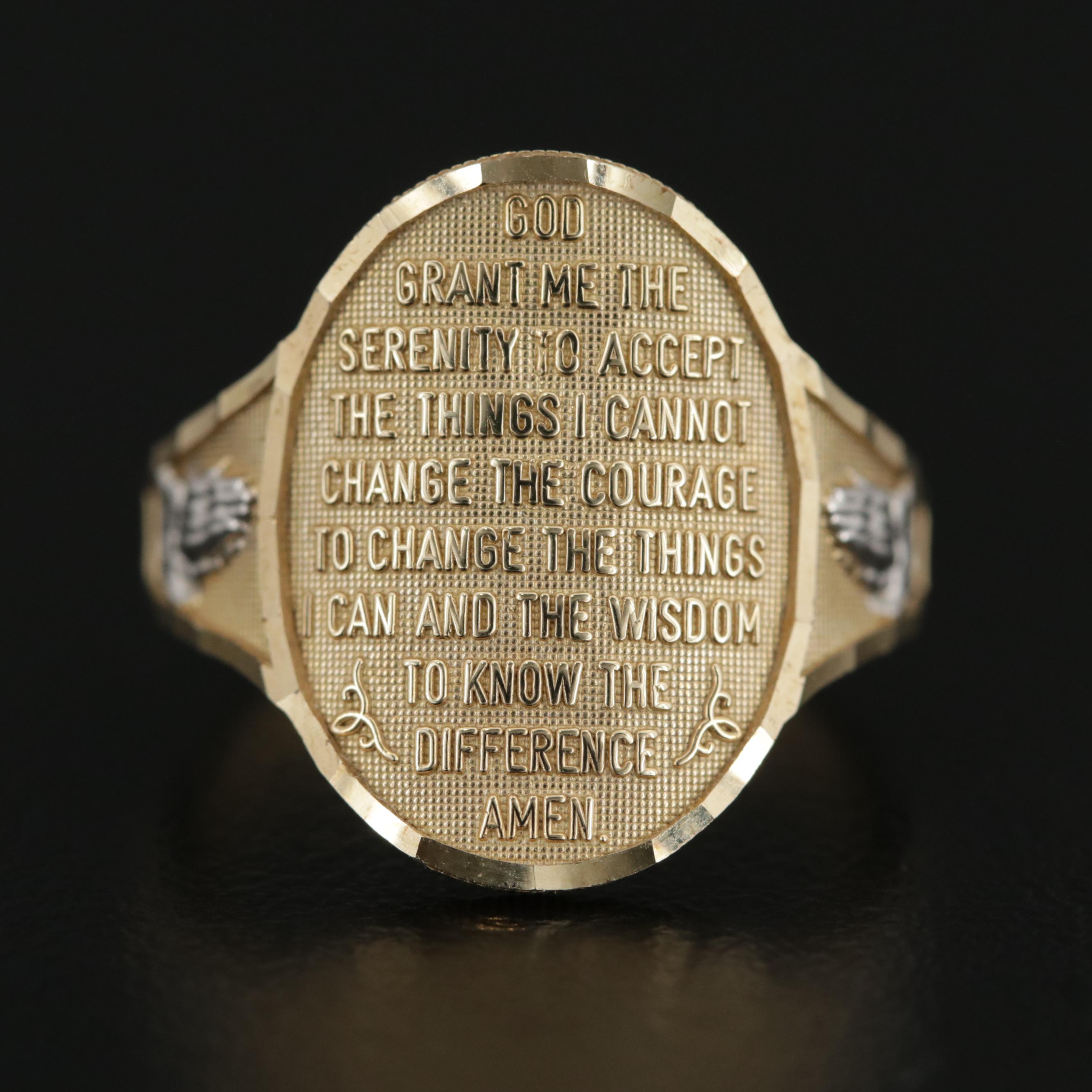 10K Yellow Gold Serenity Prayer Ring
