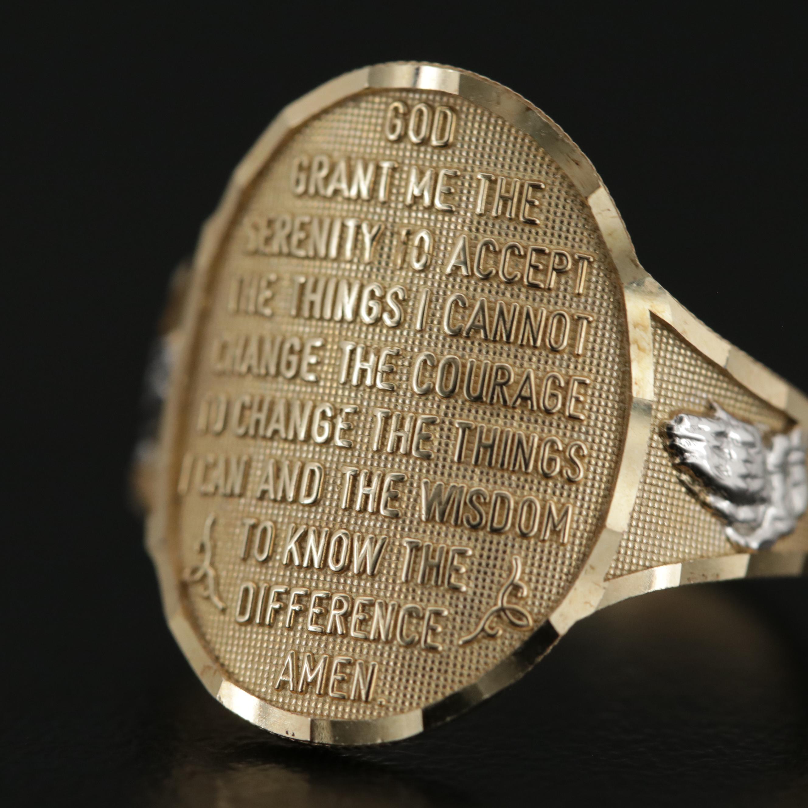 10K Yellow Gold Serenity Prayer Ring