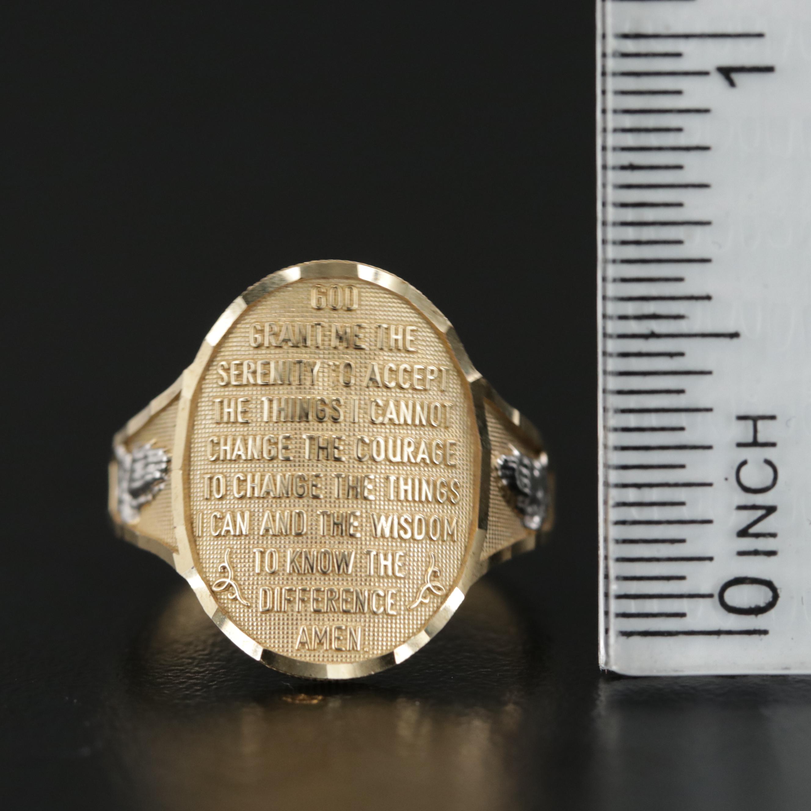 10K Yellow Gold Serenity Prayer Ring