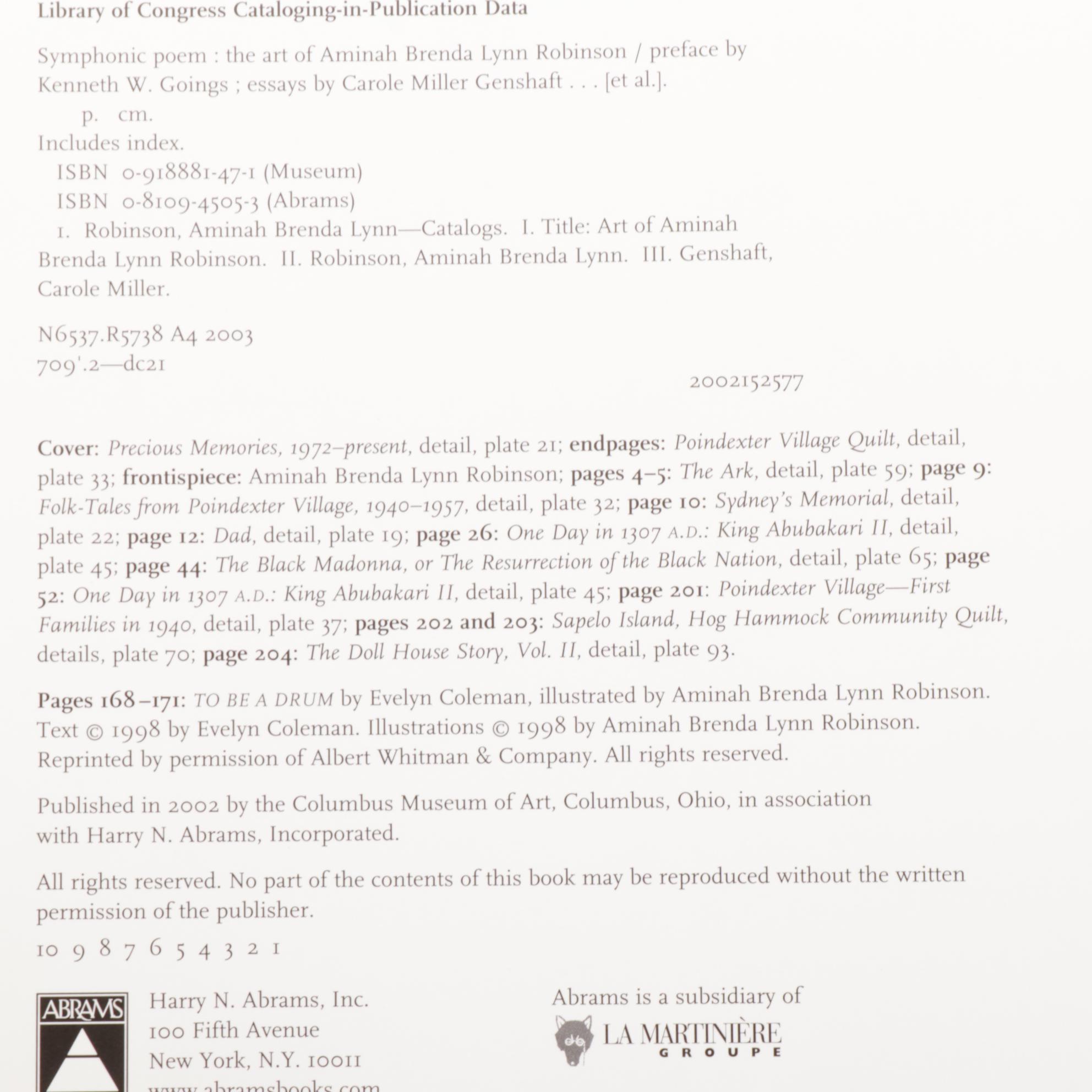 Signed First Edition "Symphonic Poem: The Art of Aminah Brenda Lynn Robinson"