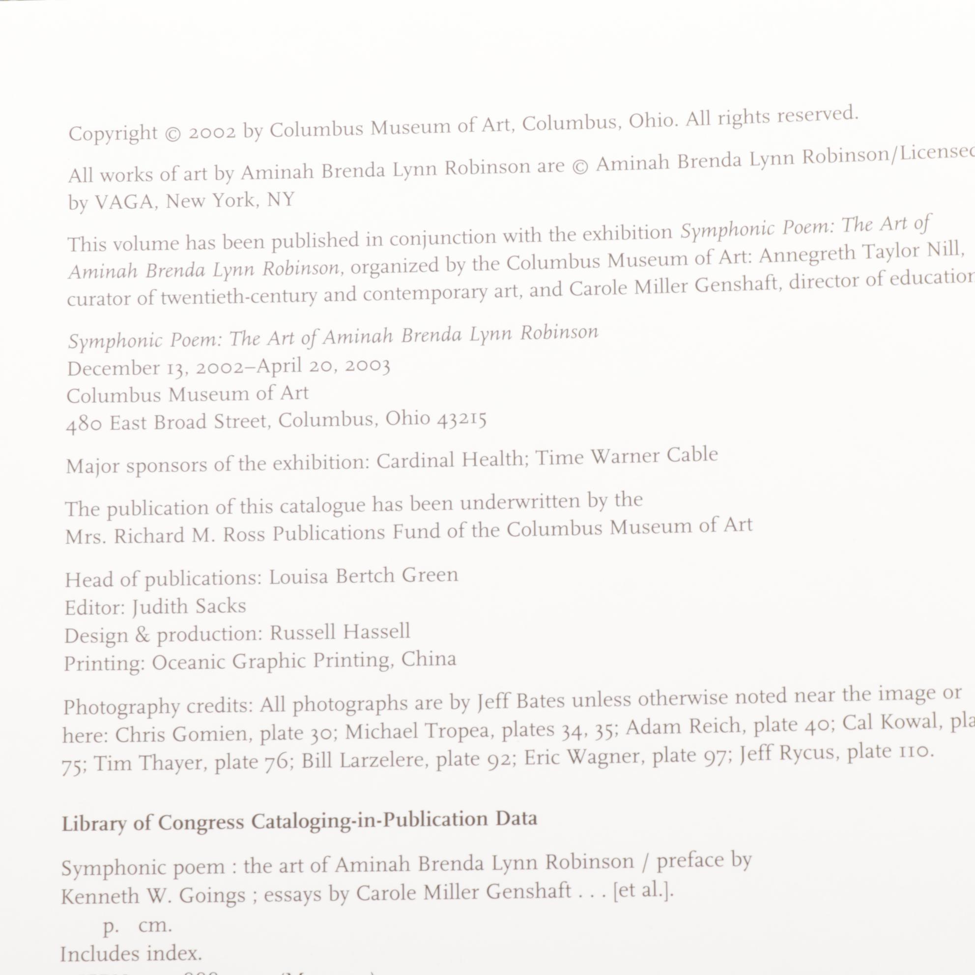 Signed First Edition "Symphonic Poem: The Art of Aminah Brenda Lynn Robinson"