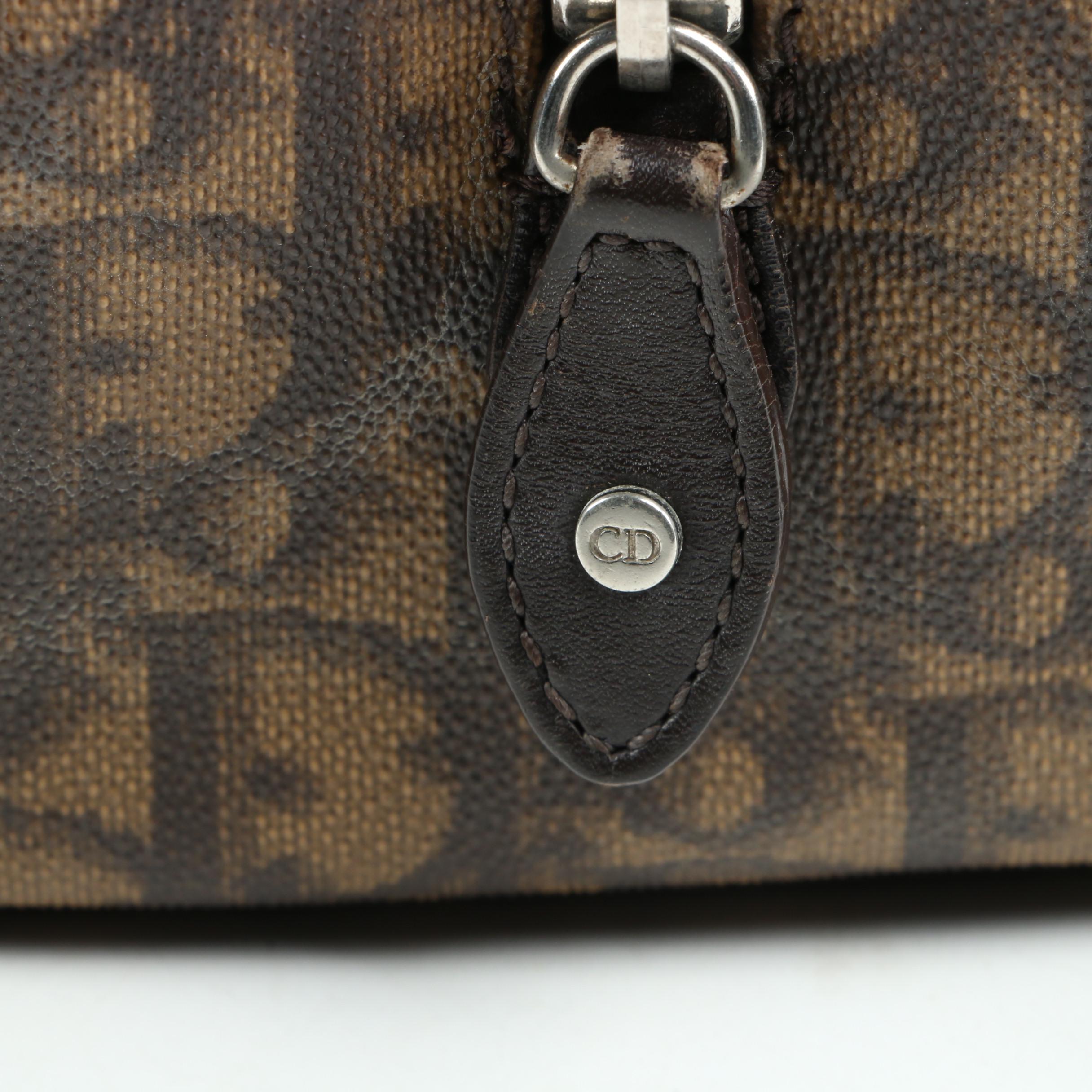 Christian Dior Brown Trottuer Romantique Floral Bow Small Boston Bag