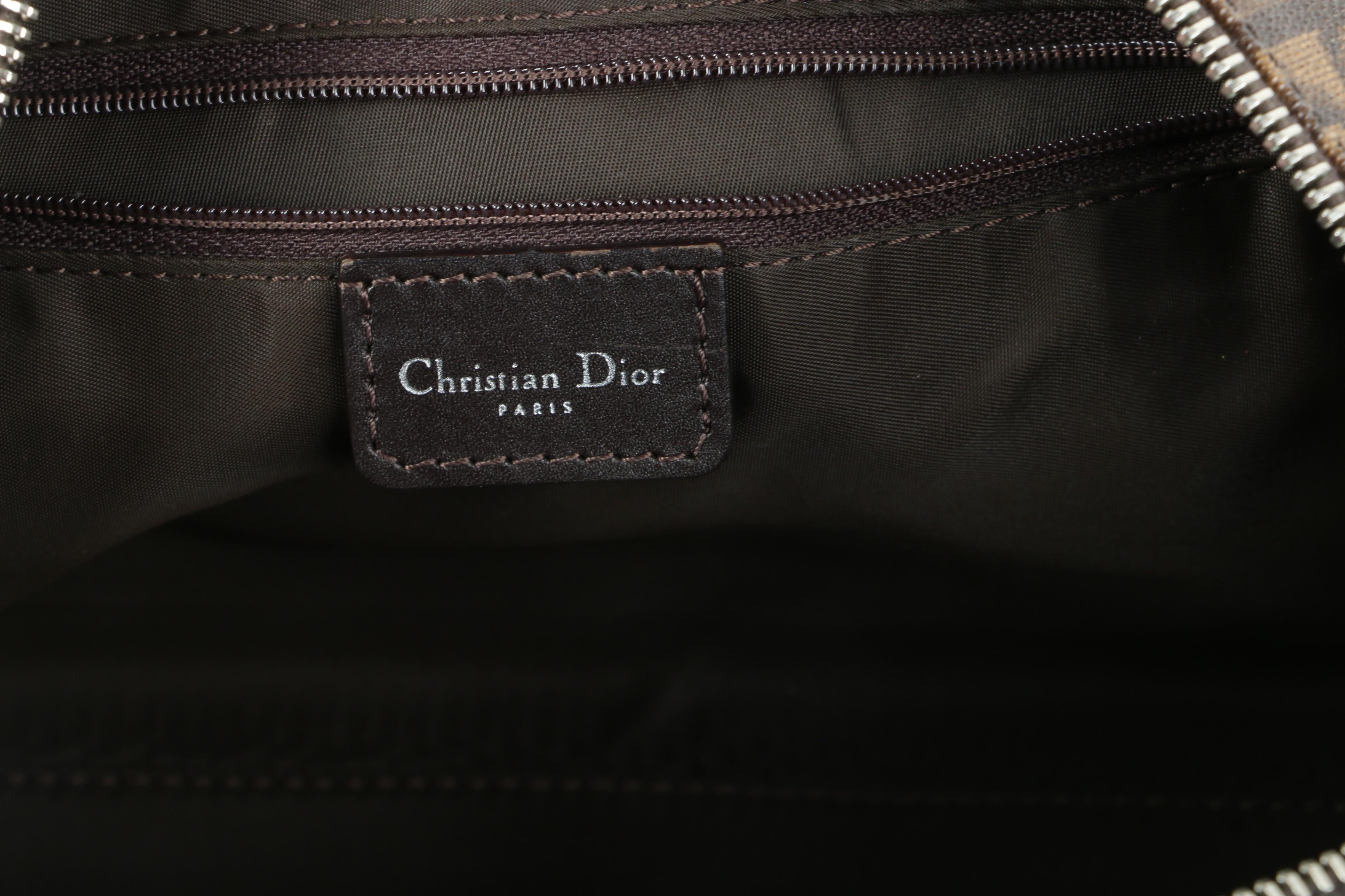 Christian Dior Brown Trottuer Romantique Floral Bow Small Boston Bag