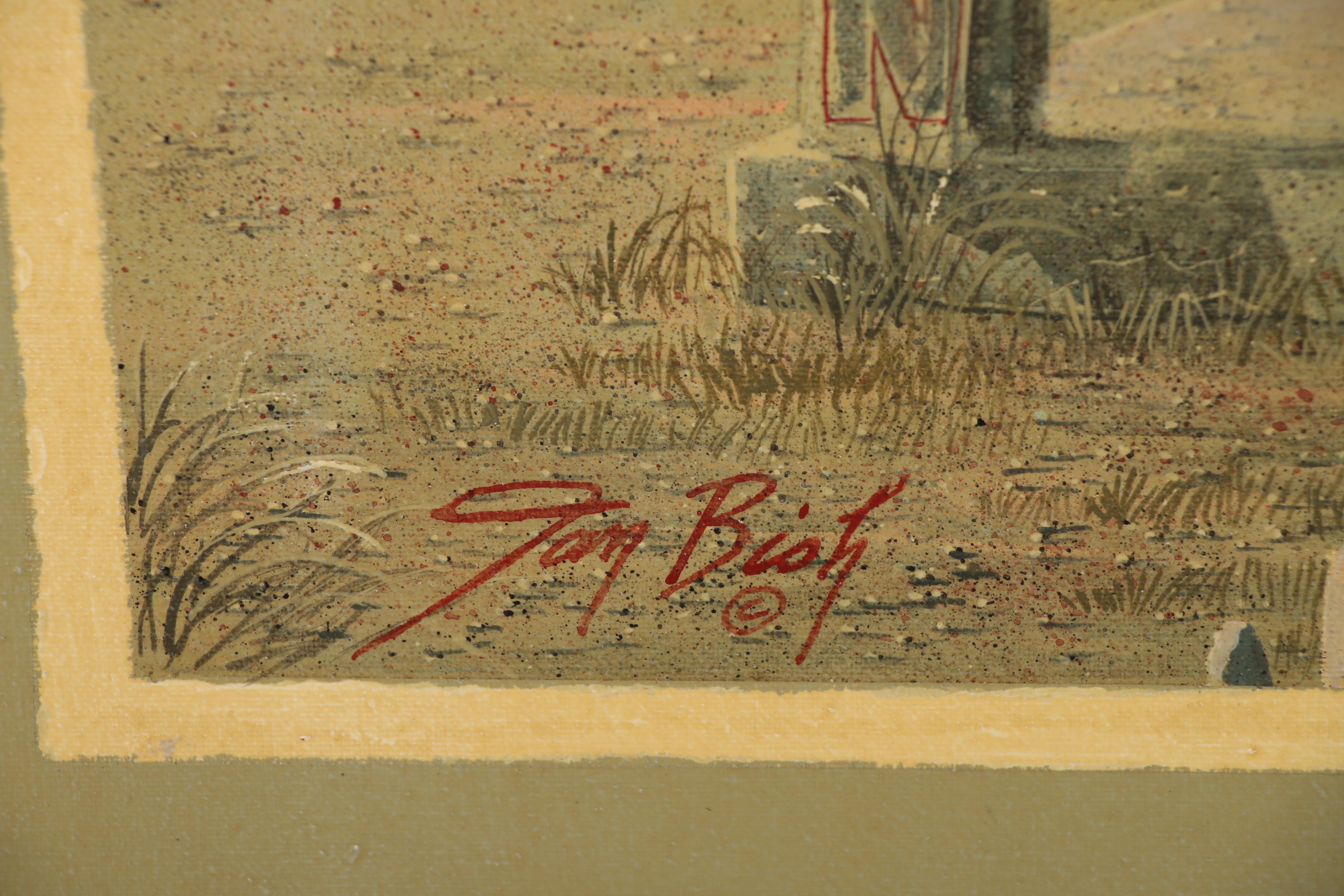 Jan Douglas Bish Trompe-L'œil Oil Painting of Cafe