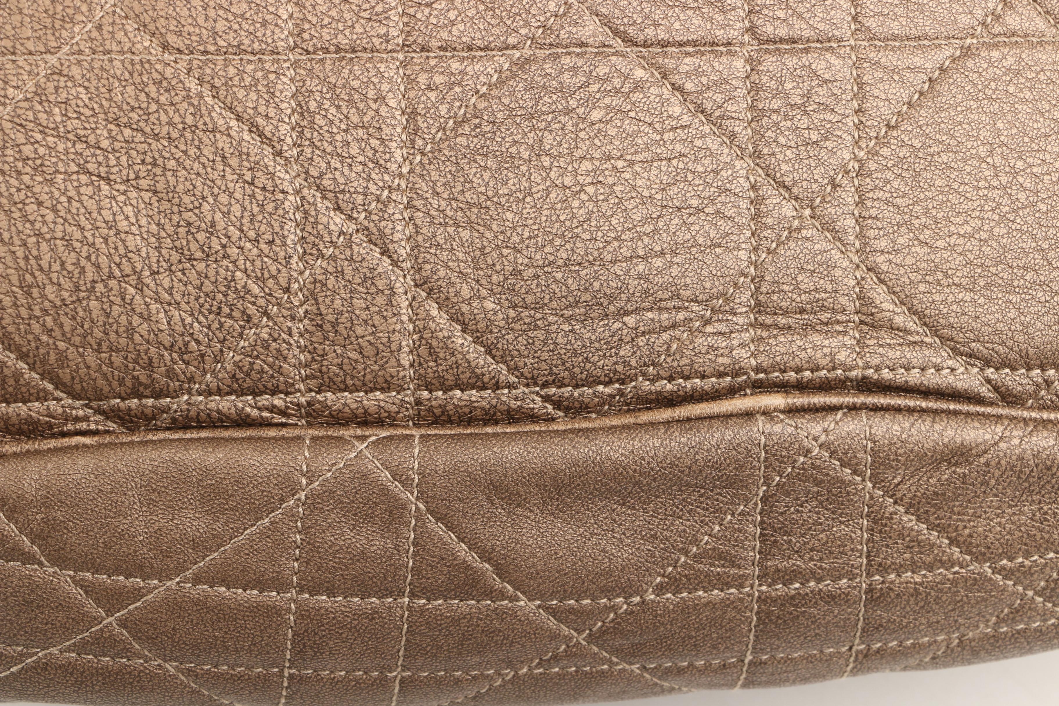 Christian Dior Drawstring Shoulder Bag in Taupe Cannage Quilted Leather