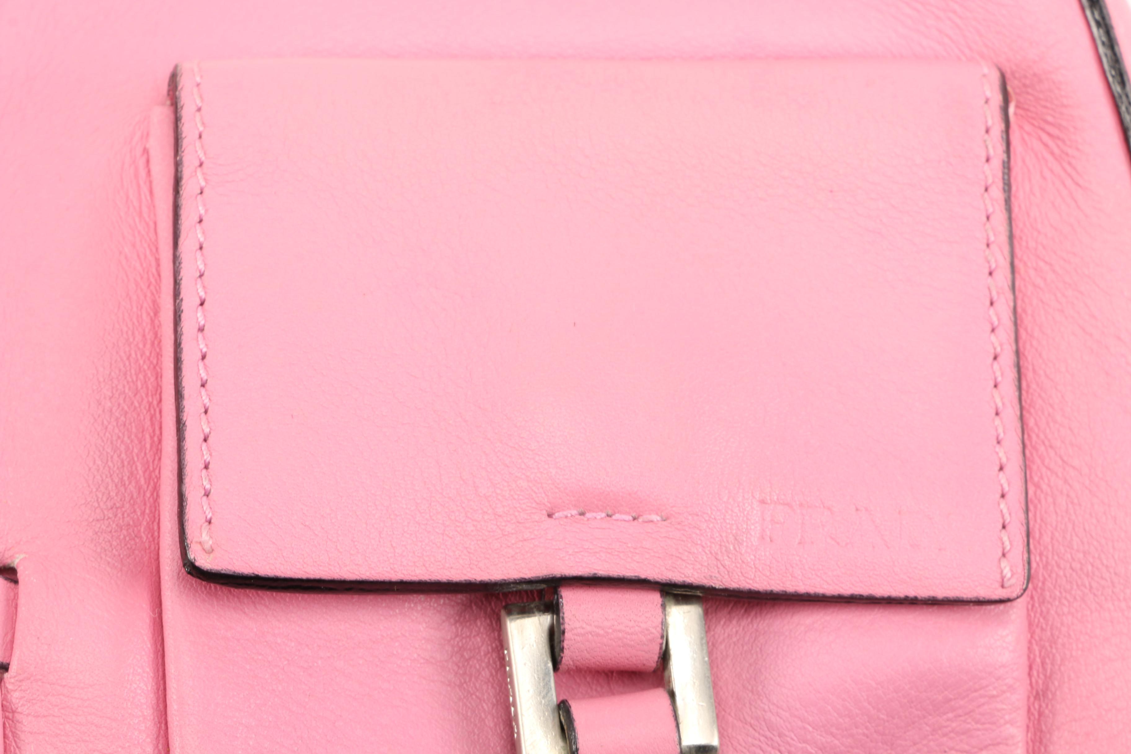 Prada Lambskin Leather Shoulder Bag in Begonia with Red Canvas Strap