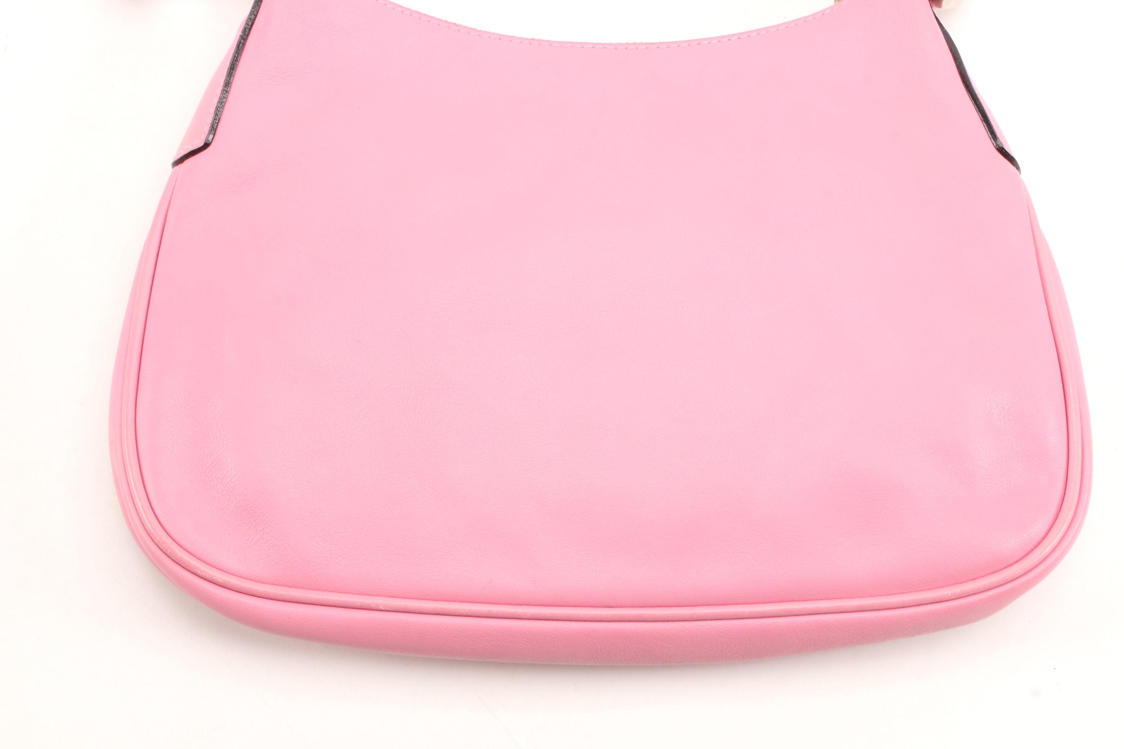 Prada Lambskin Leather Shoulder Bag in Begonia with Red Canvas Strap