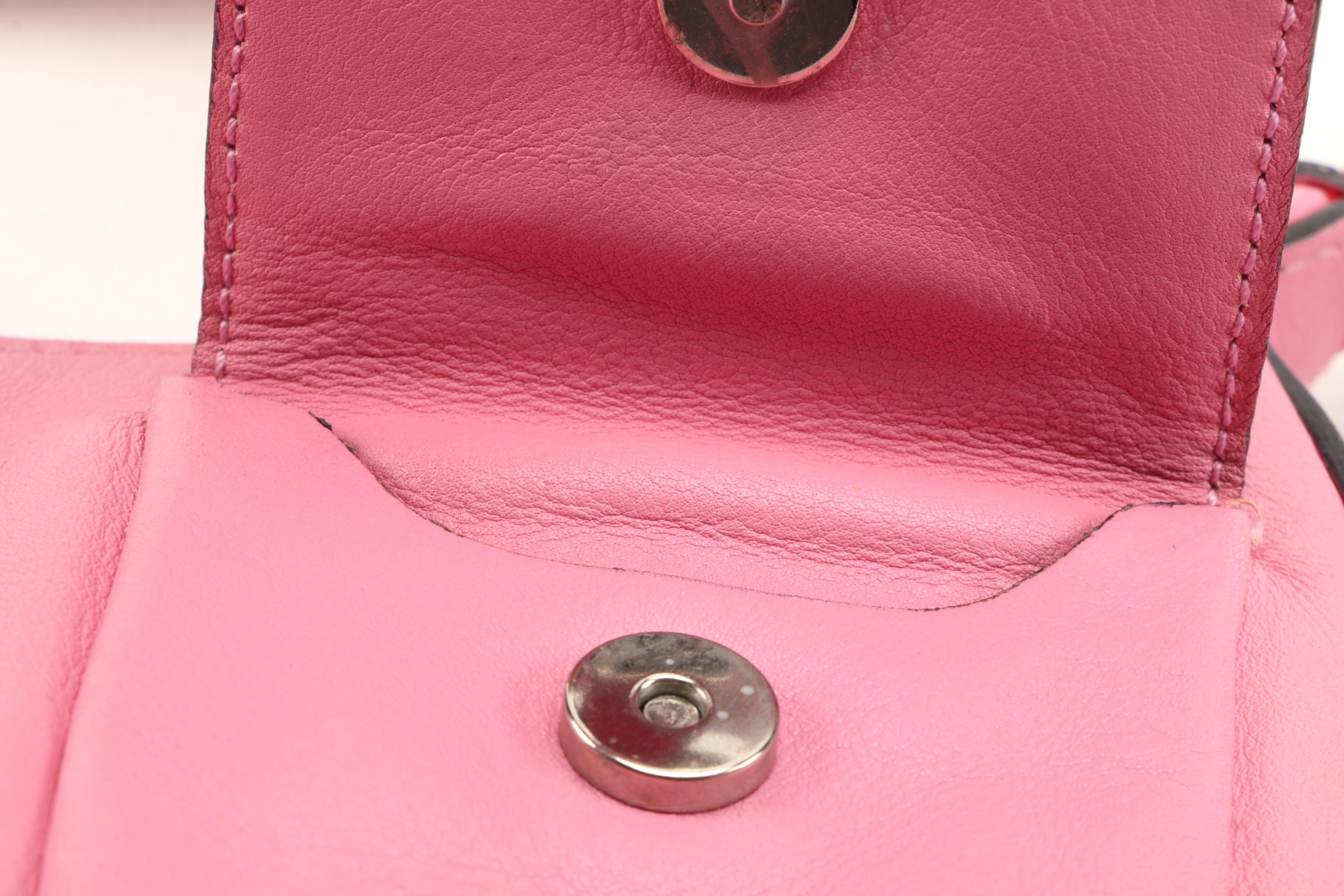 Prada Lambskin Leather Shoulder Bag in Begonia with Red Canvas Strap