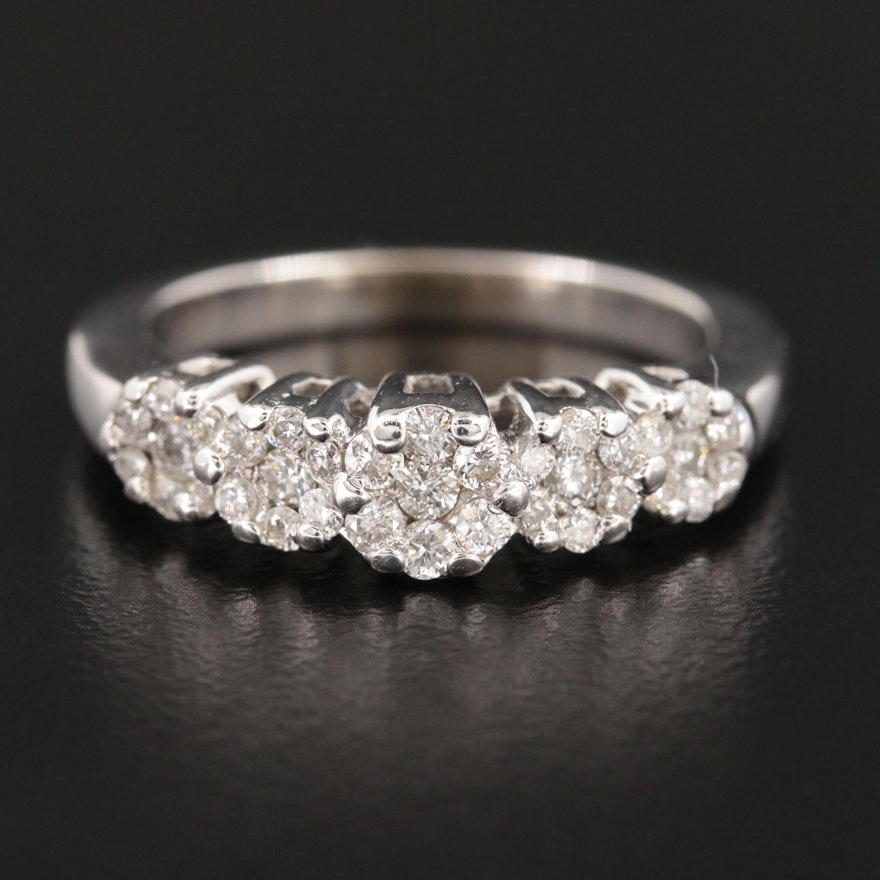 14K White Gold Diamond Cluster Ring