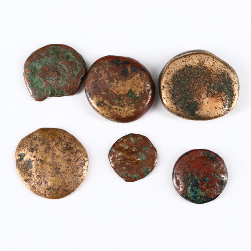 Six Ancient Greek Bronze Coins