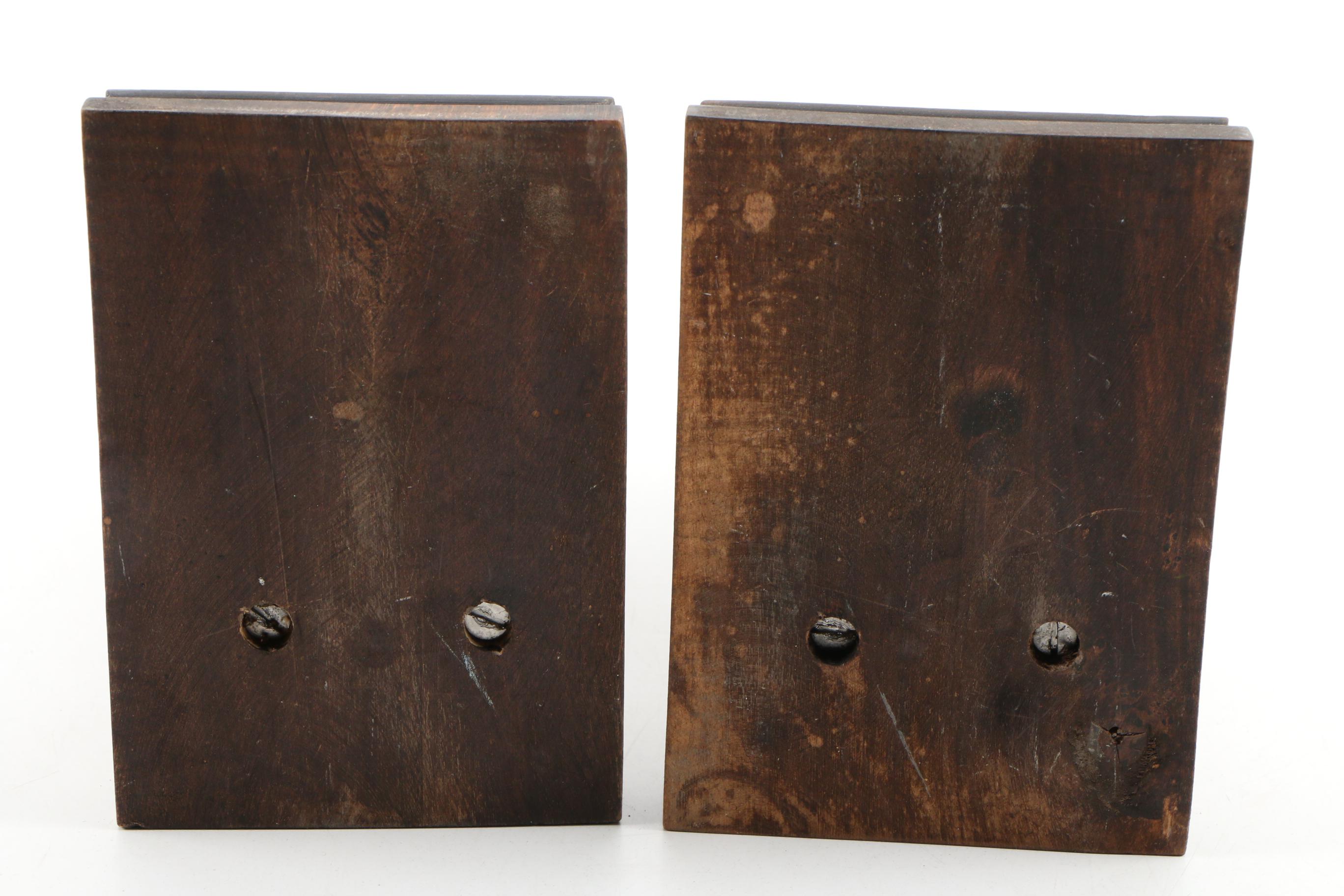 Don Quixote and Sancho Panza Hand Carved Wooden Bookends, Vintage