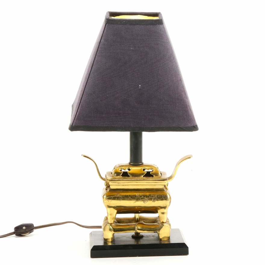 Chinese Converted Brass Censer Table Lamp