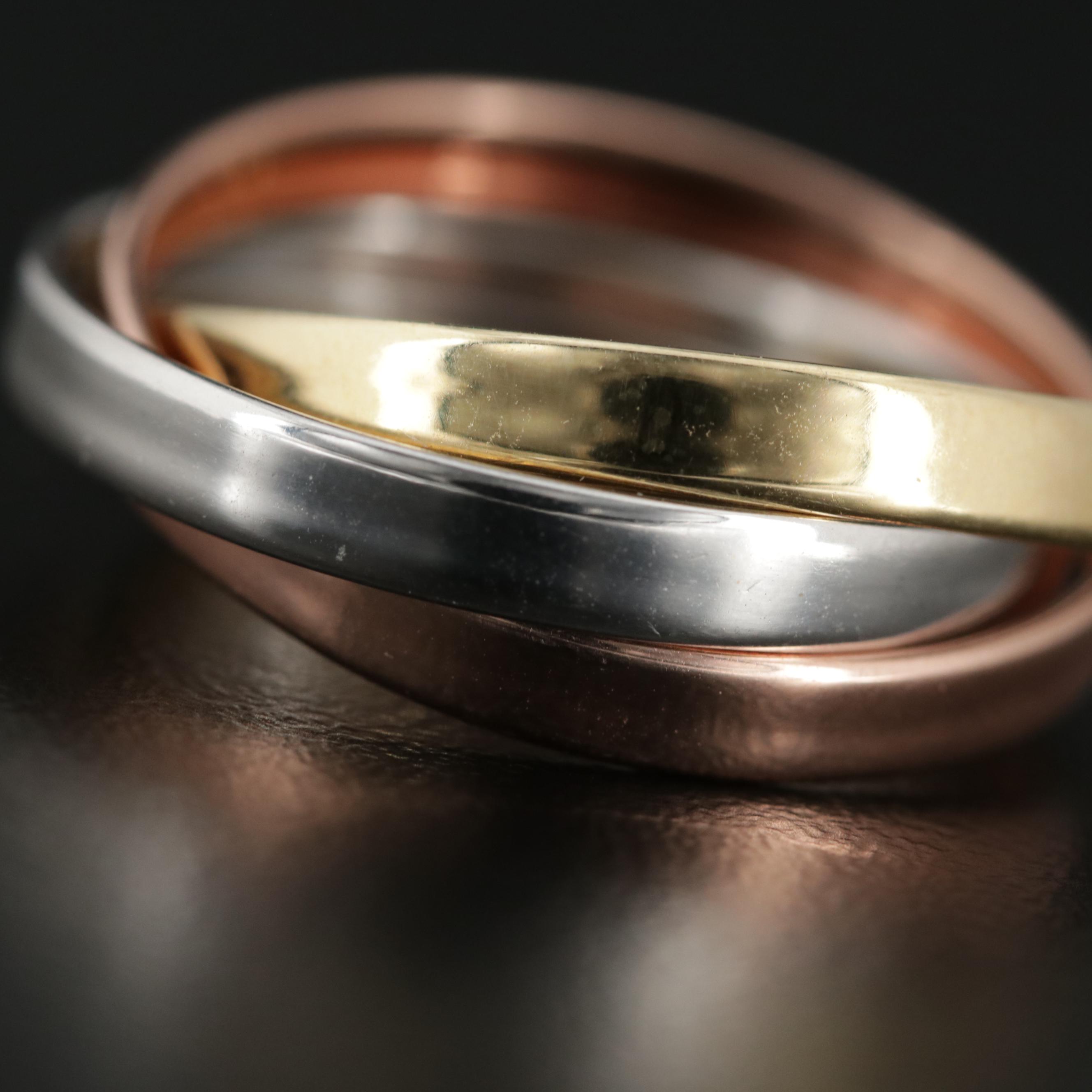 14K Gold Tri Color Rolling Ring