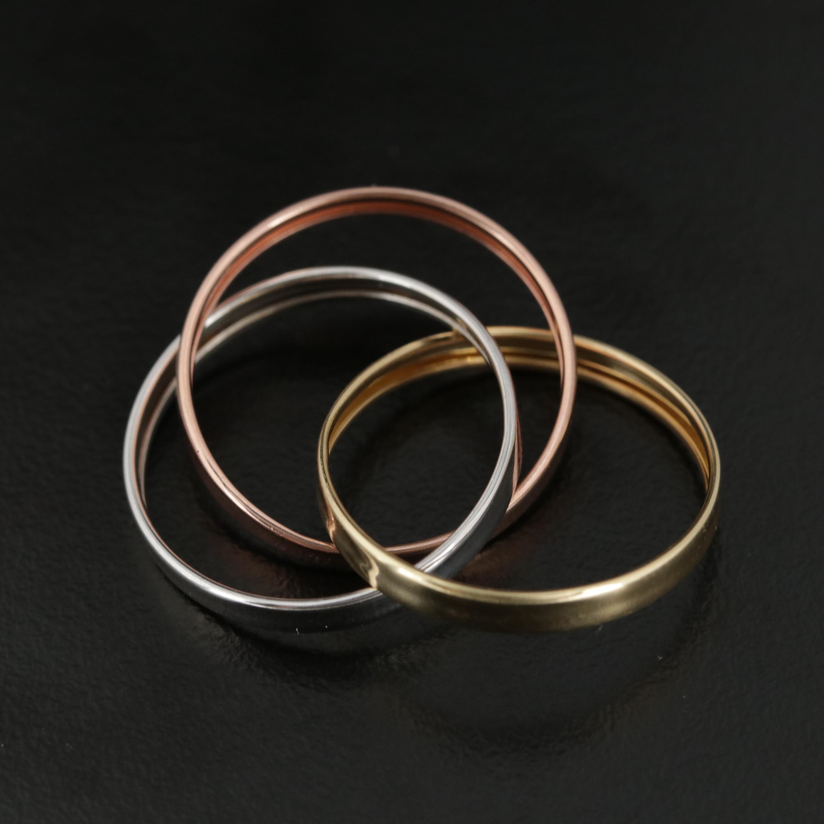 14K Gold Tri Color Rolling Ring