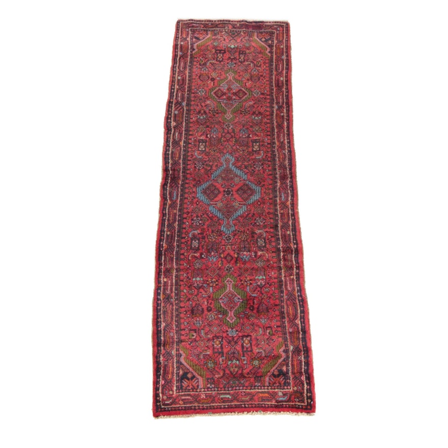 2'7 x 9'1 Hand-Knotted Persian Karaja Wool Carpet Runner