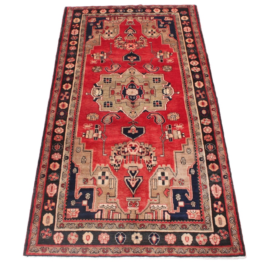 4'10 x 8'6 Hand-Knotted Persian Malayer Rug, 1960s