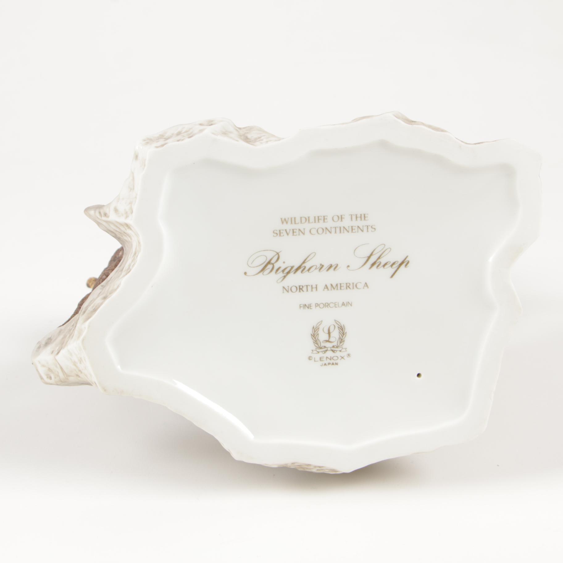 Lenox Fine Porcelain "Bighorn Sheep" with Jack Bayman Wooden Bird Figurines