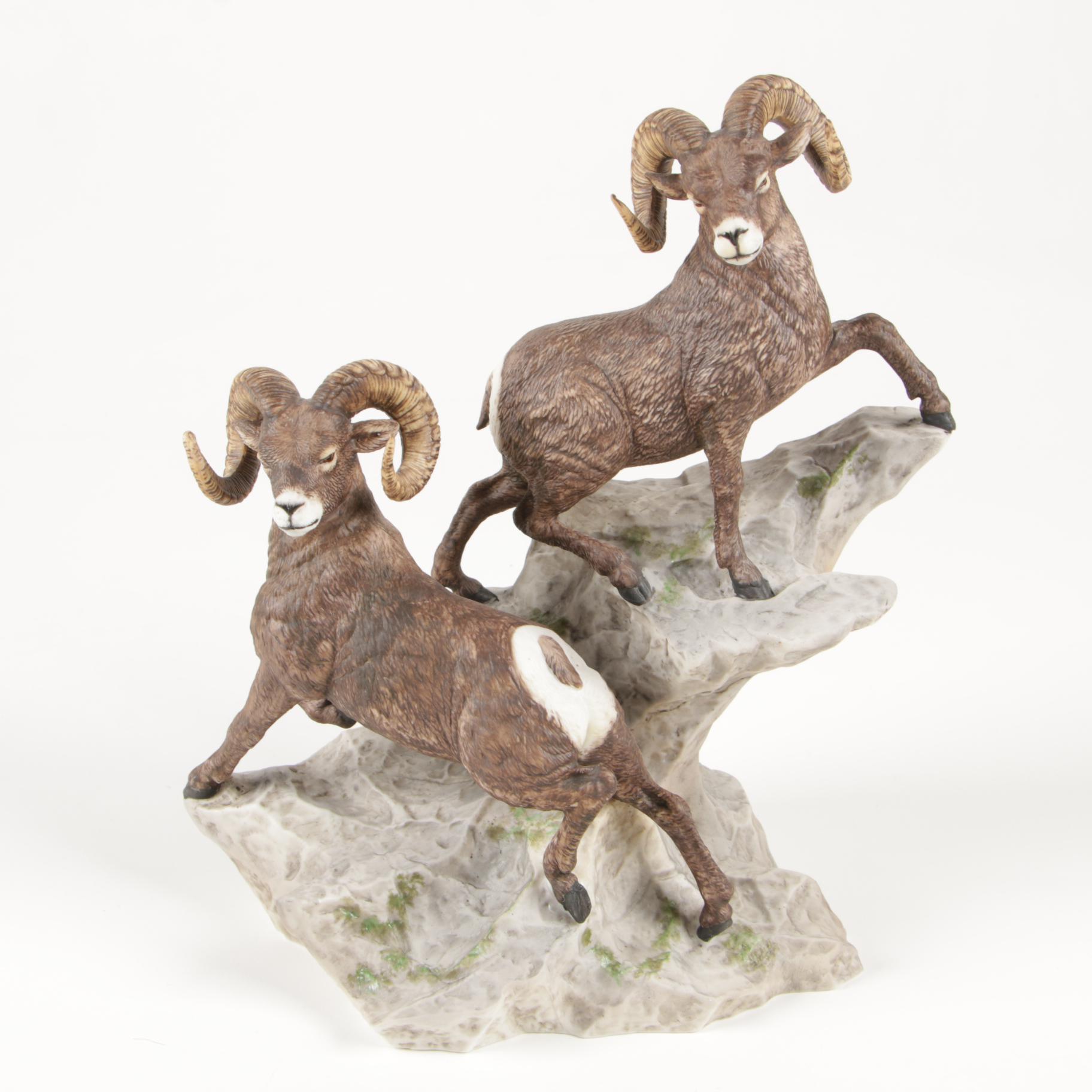 Lenox Fine Porcelain "Bighorn Sheep" with Jack Bayman Wooden Bird Figurines