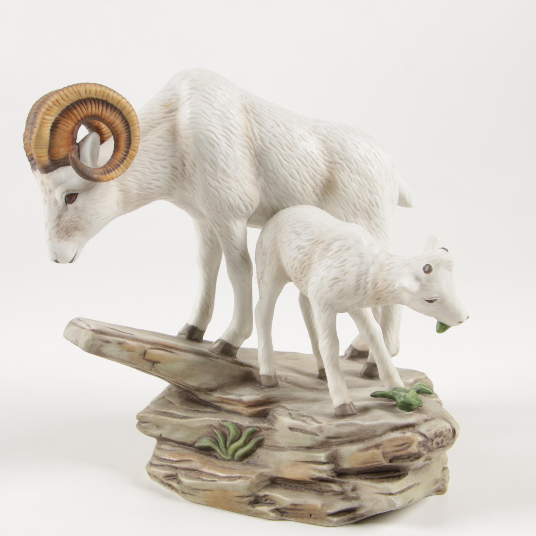 Lenox Fine Porcelain "Bighorn Sheep" with Jack Bayman Wooden Bird Figurines