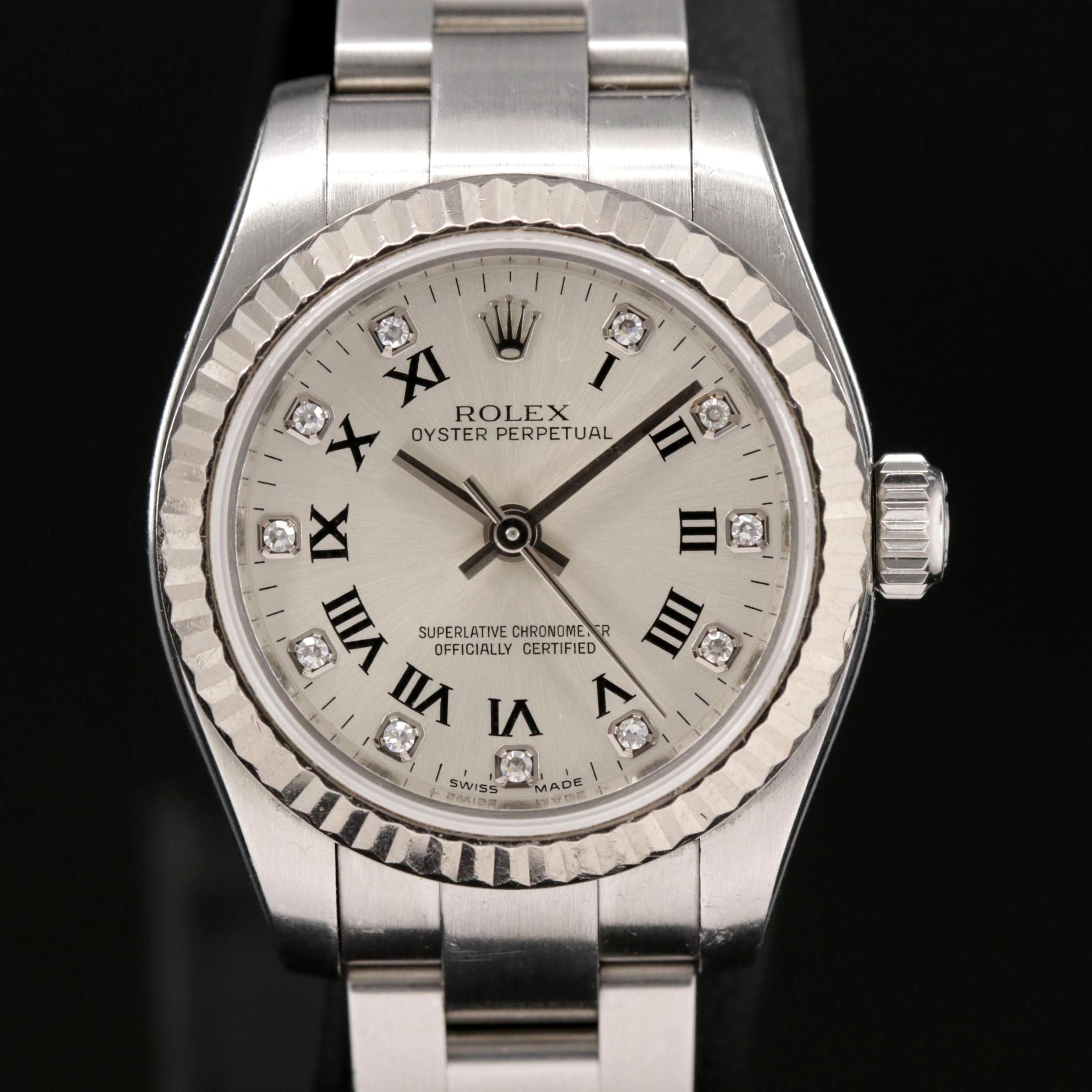 Rolex Oyster Perpetual Stainless Steel and 18K Gold With Diamonds Watch