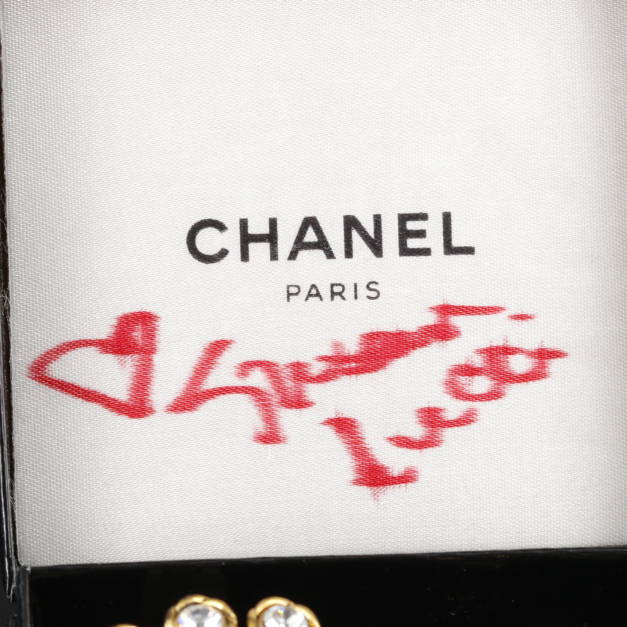 Chanel Gripoix Glass and Rhinestone Clip-On Earrings with Susan Lucci Signed Box