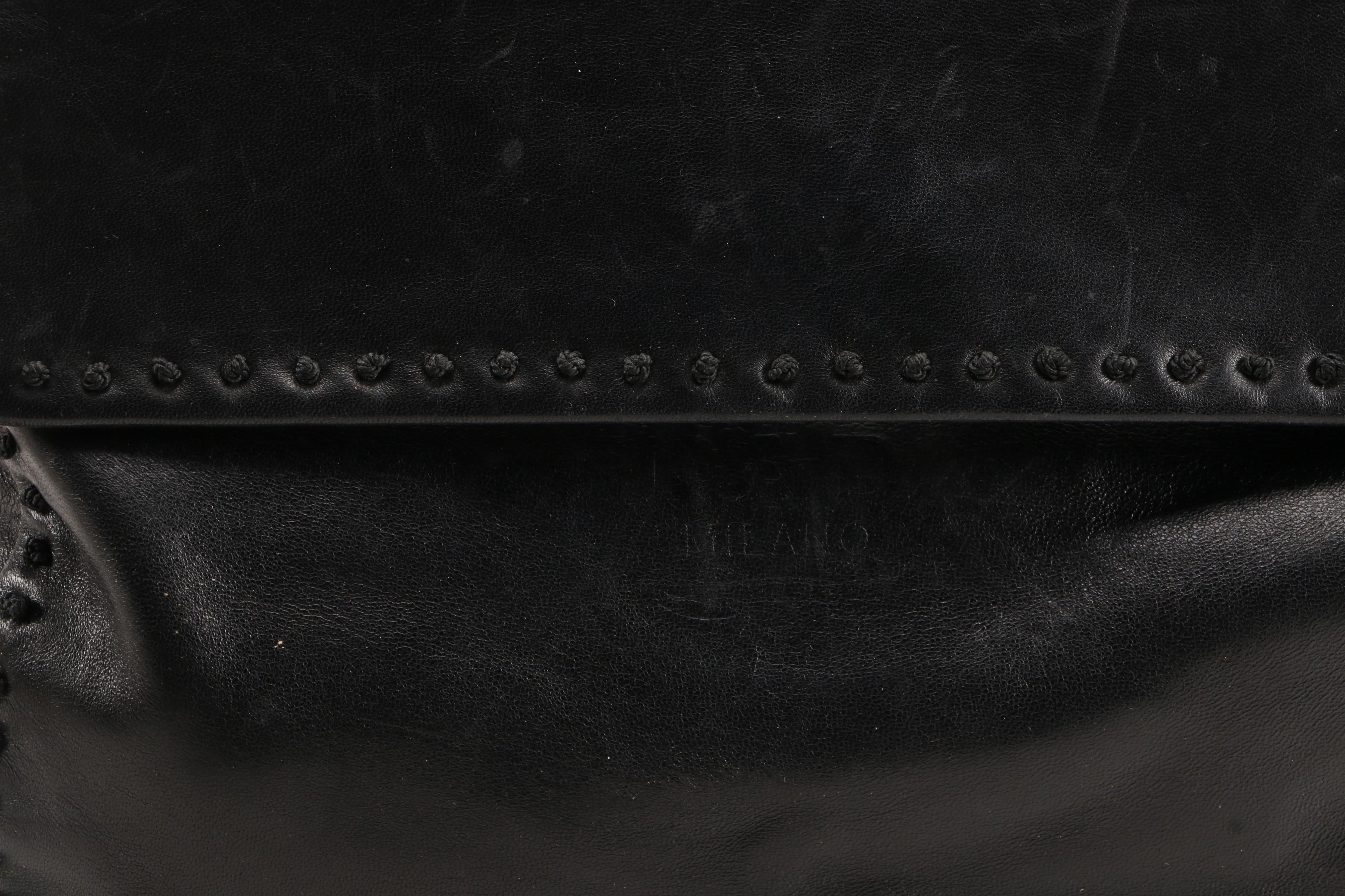 Prada Knot Stitch Handbag in Nero Lambskin Leather