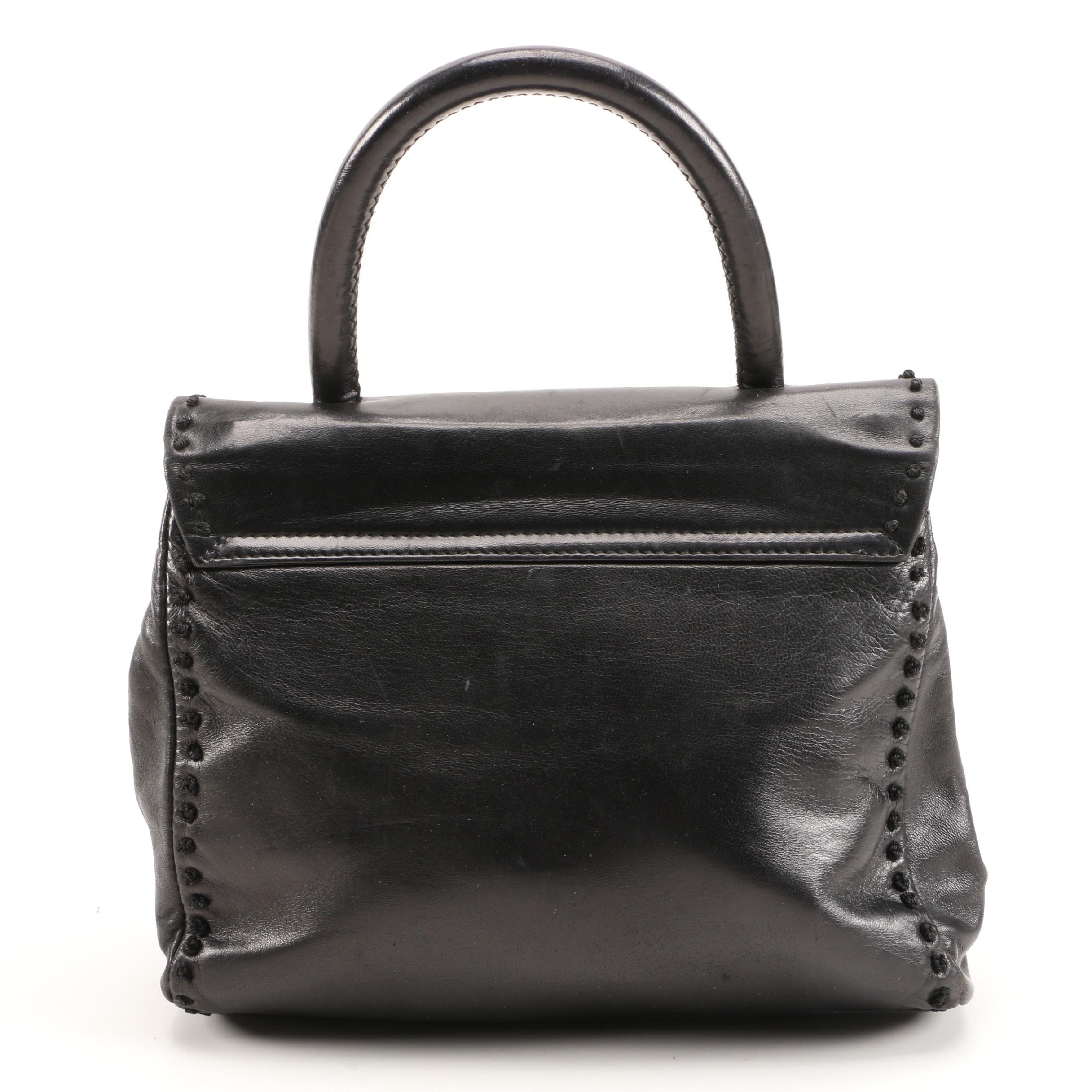 Prada Knot Stitch Handbag in Nero Lambskin Leather