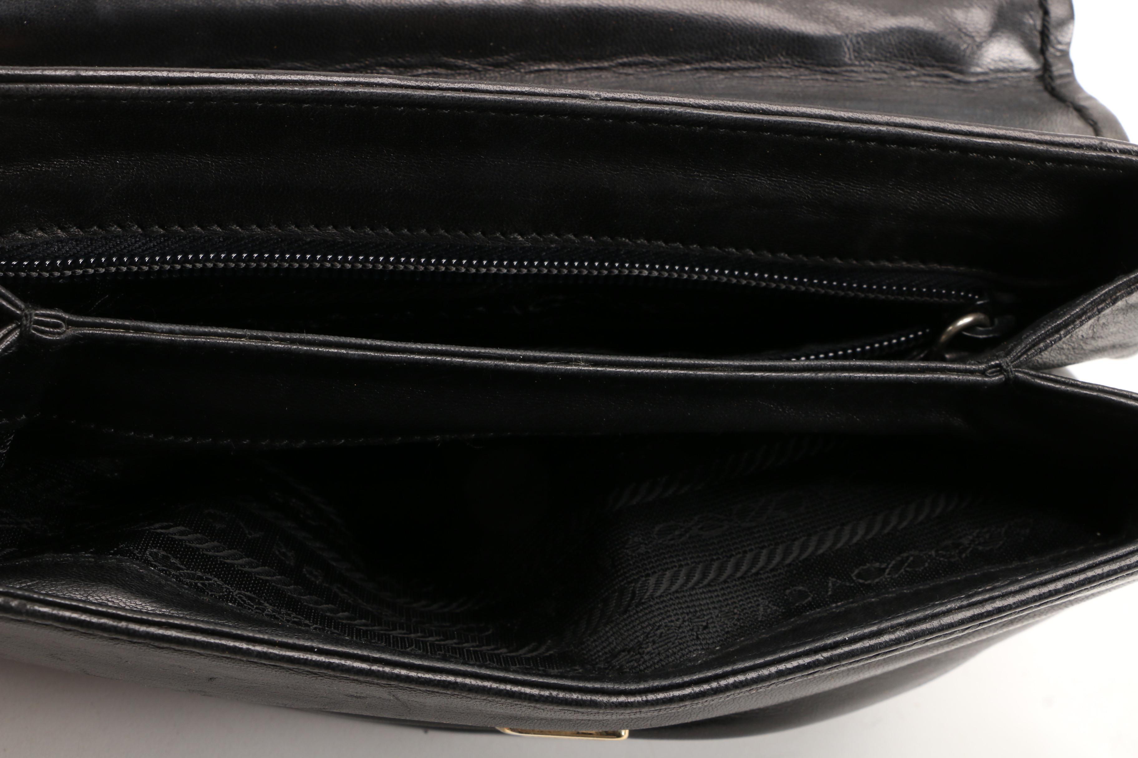 Prada Knot Stitch Handbag in Nero Lambskin Leather