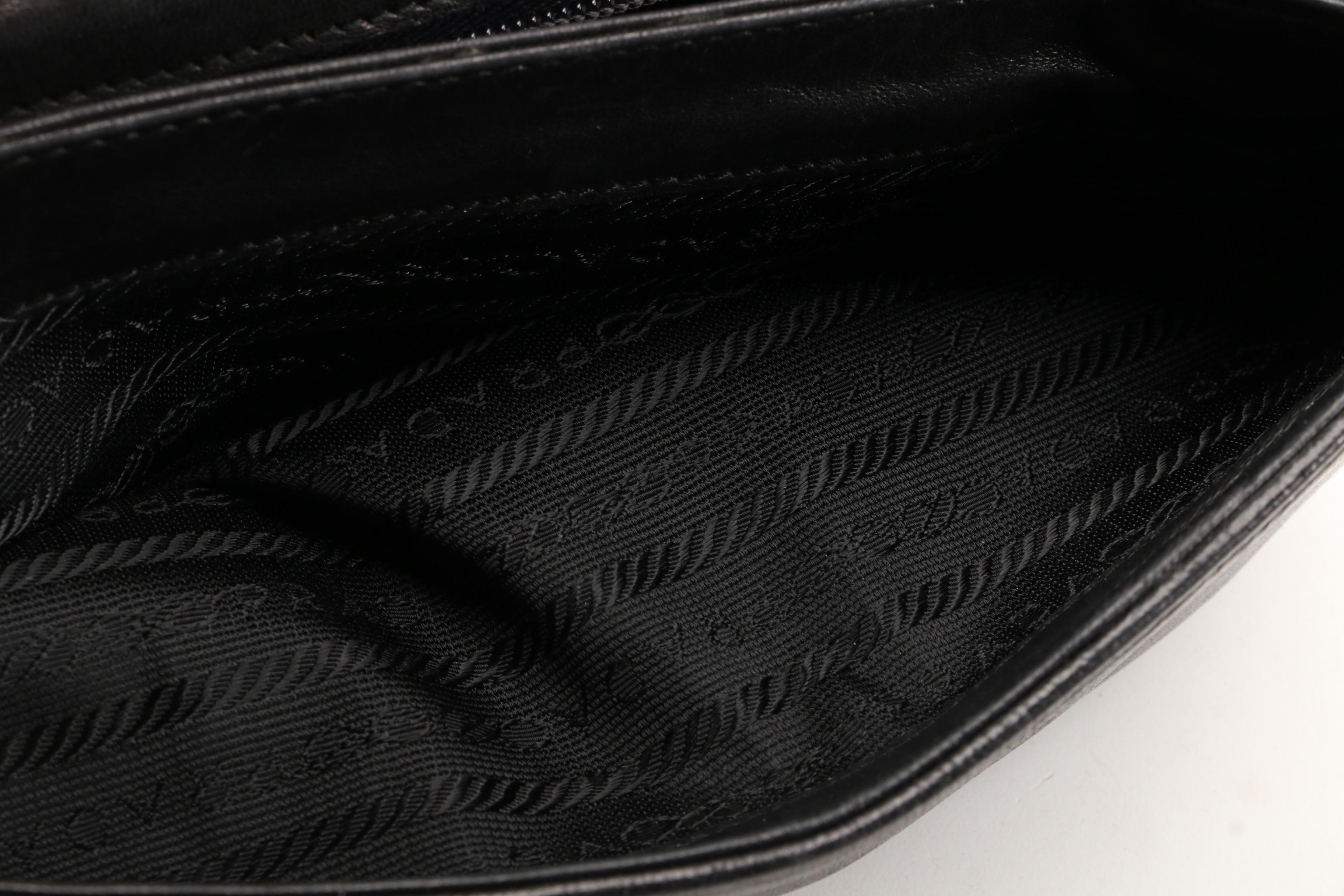 Prada Knot Stitch Handbag in Nero Lambskin Leather