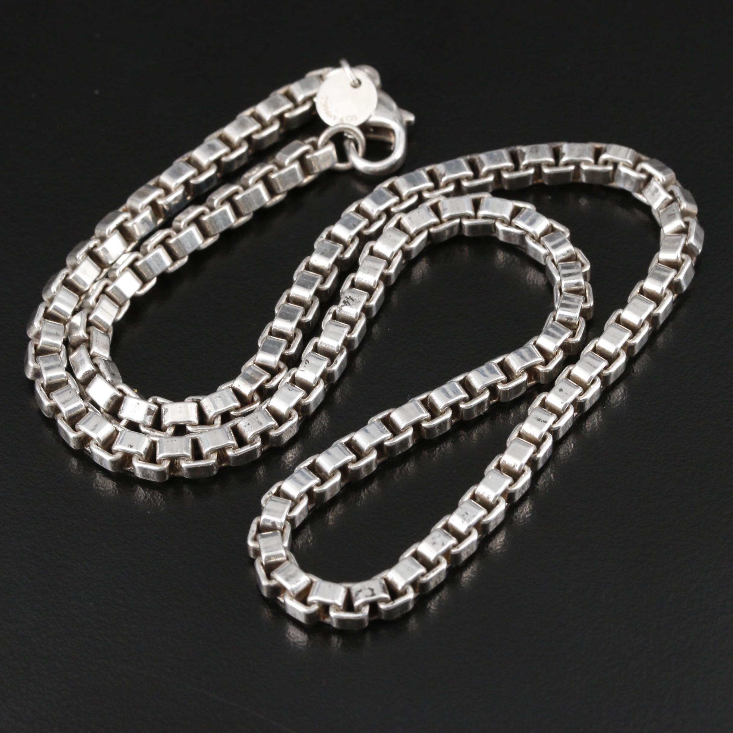 Tiffany & Co. "Venetian Link" Sterling Silver Box Chain Necklace
