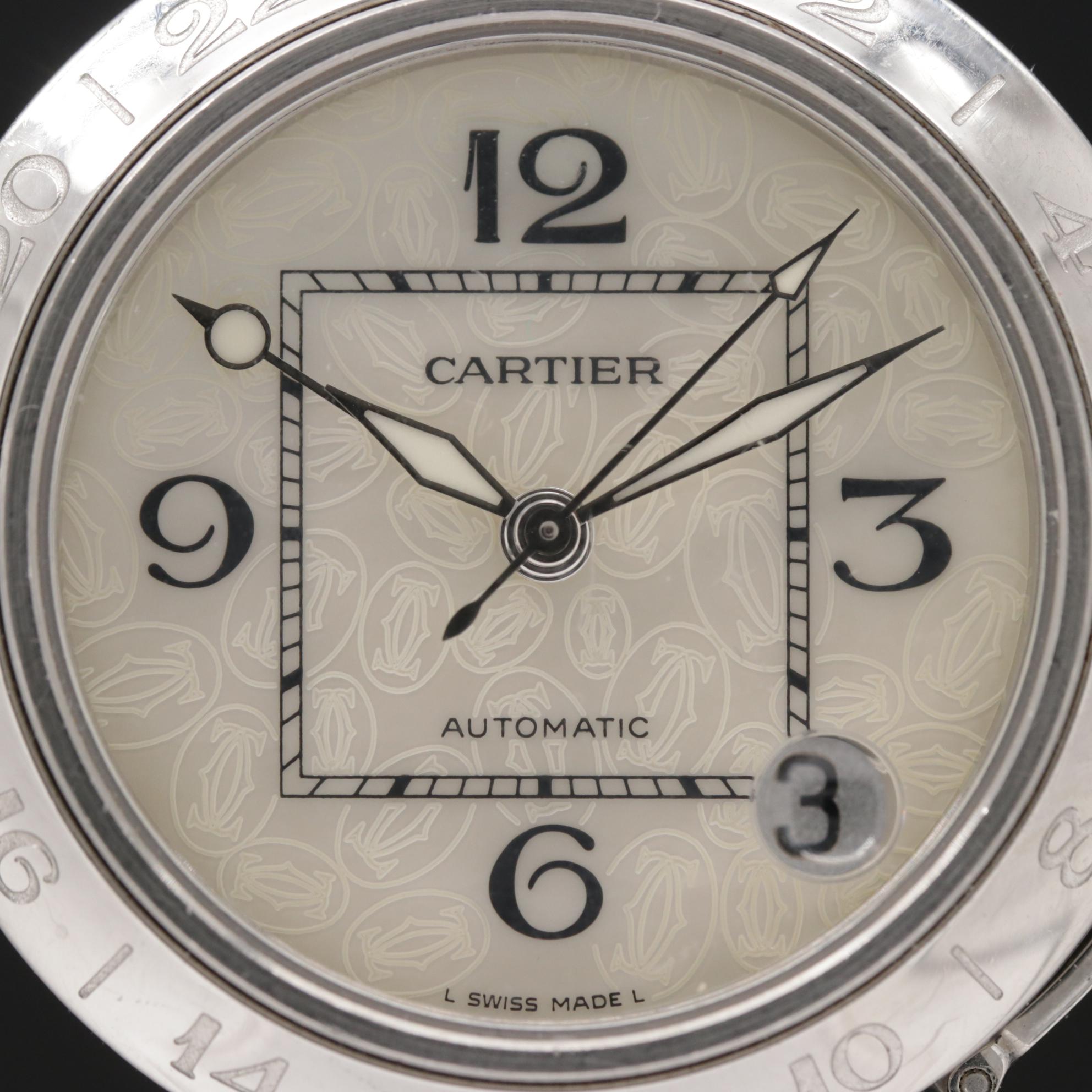 Cartier Pashe GMT Stainless Steel Automatic Watch with Date