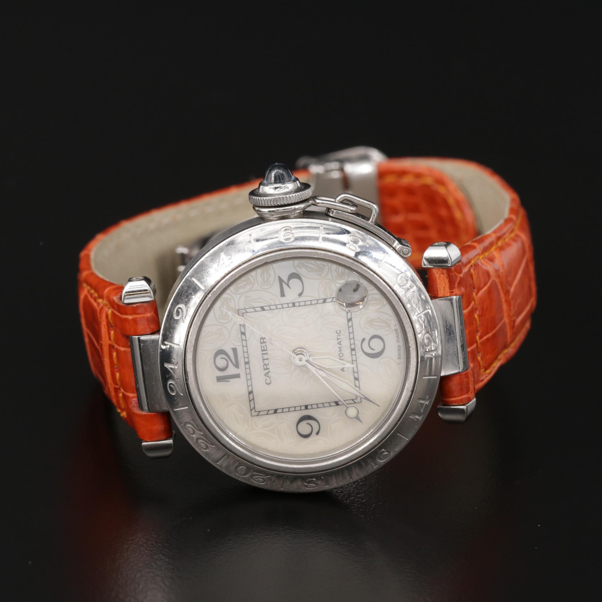 Cartier Pashe GMT Stainless Steel Automatic Watch with Date