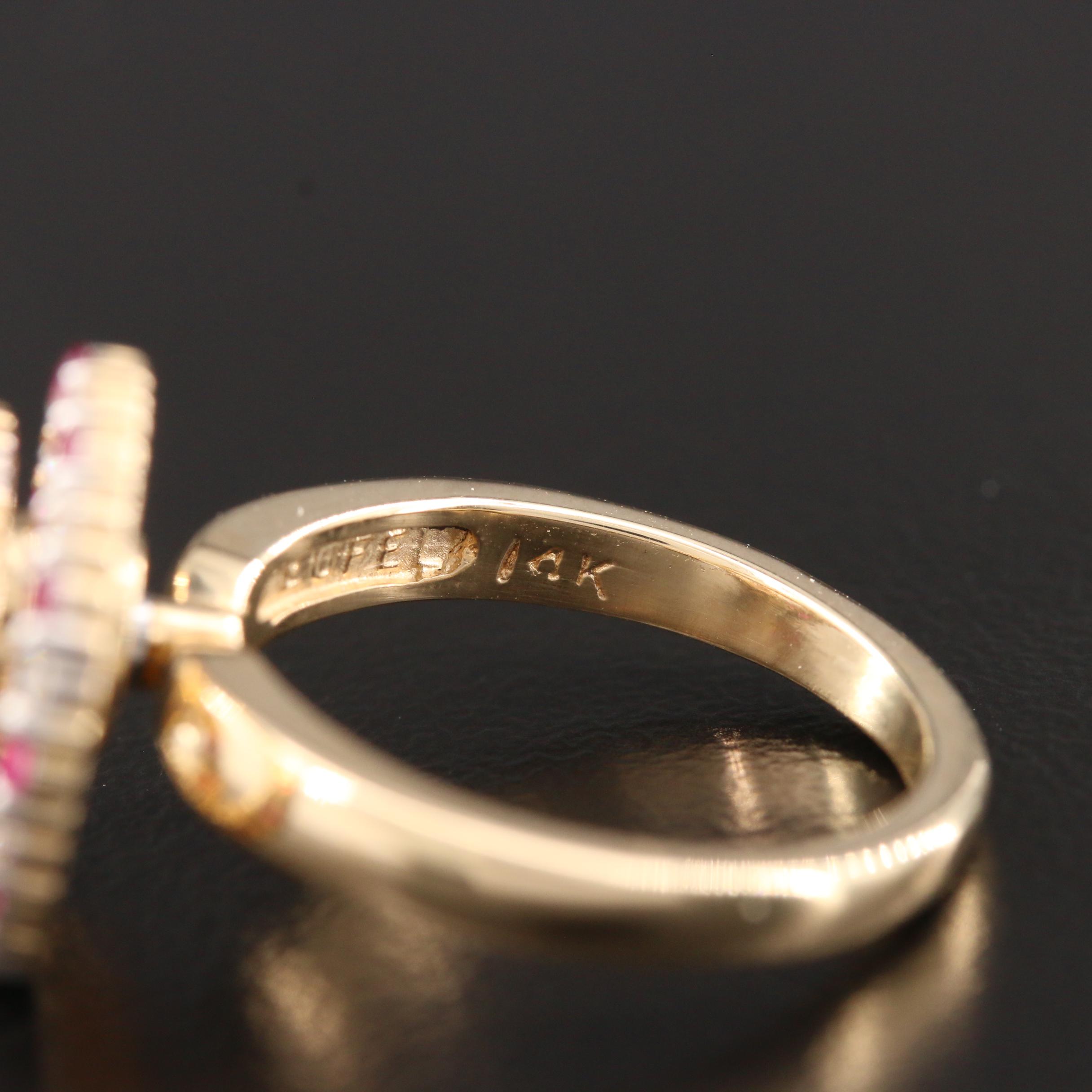 Norman Teufel 14K Yellow Gold Ruby and Diamond Spinner Ring