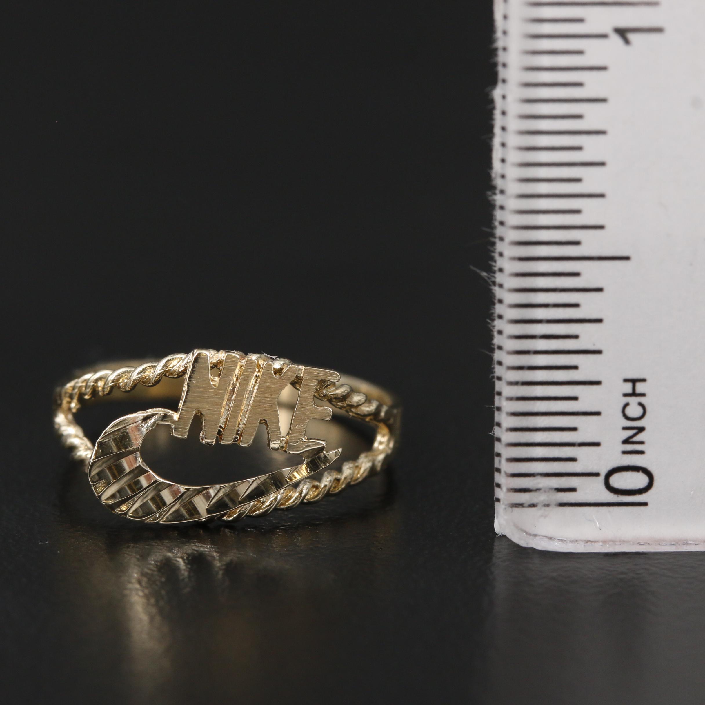10K Yellow Gold Nike Swoosh Motif Ring