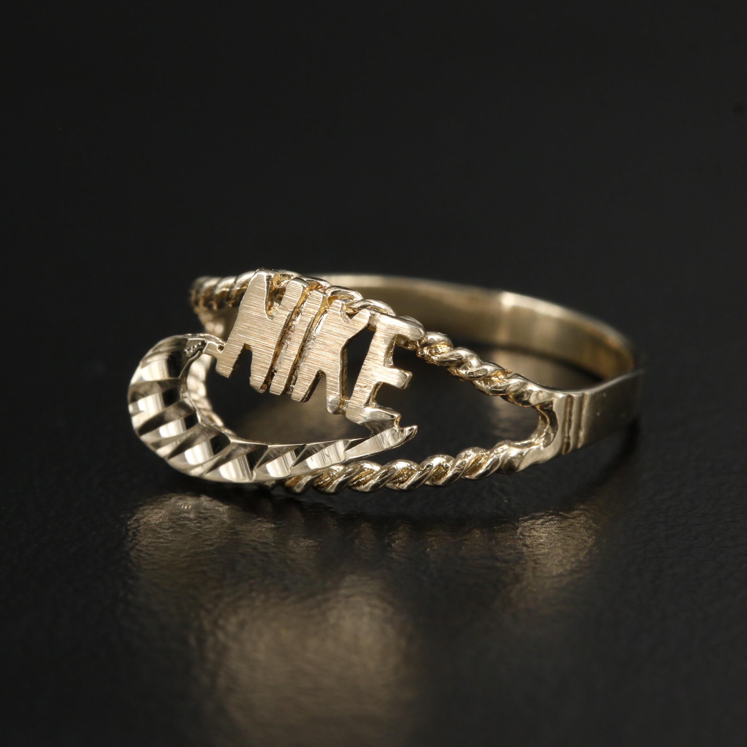 10K Yellow Gold Nike Swoosh Motif Ring