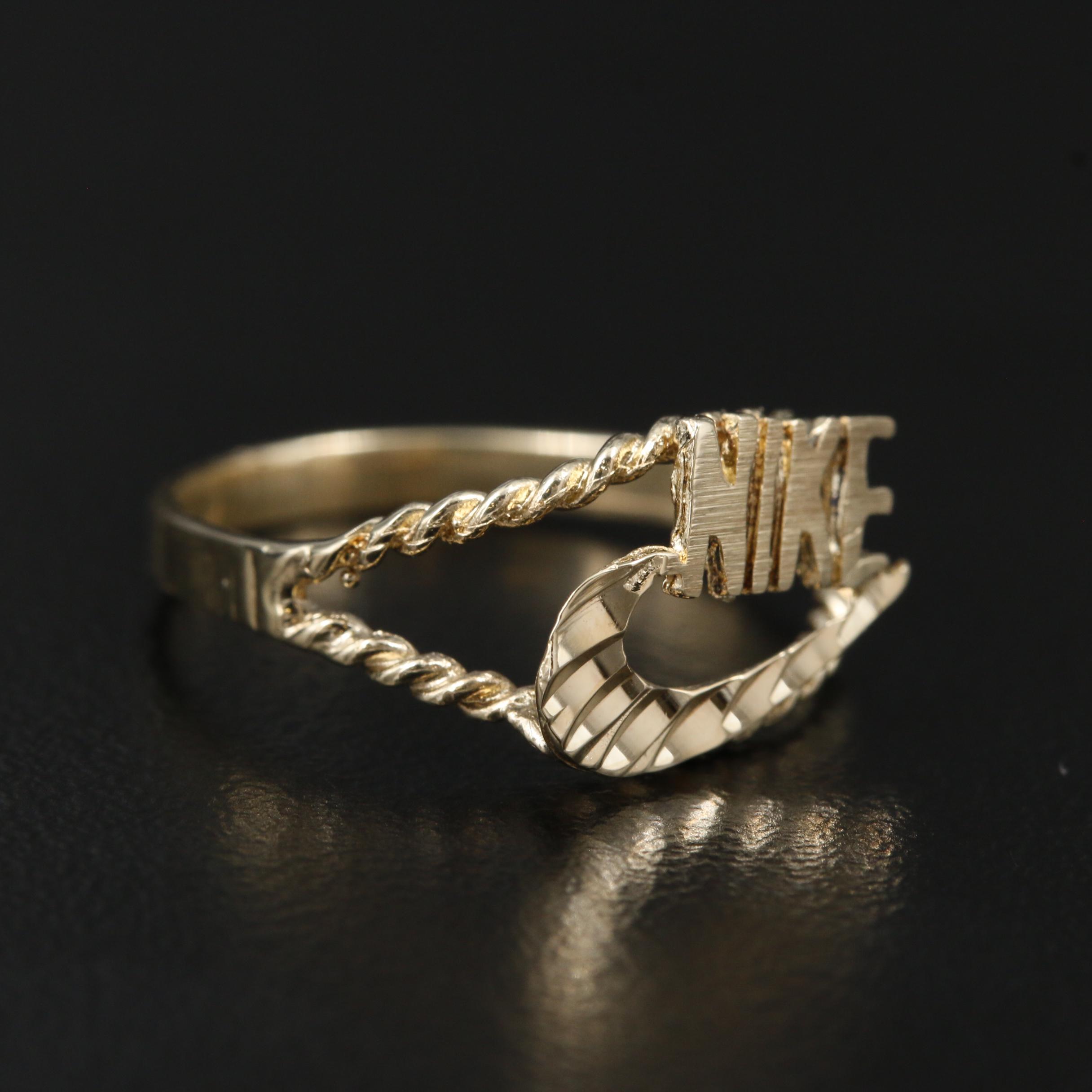 10K Yellow Gold Nike Swoosh Motif Ring