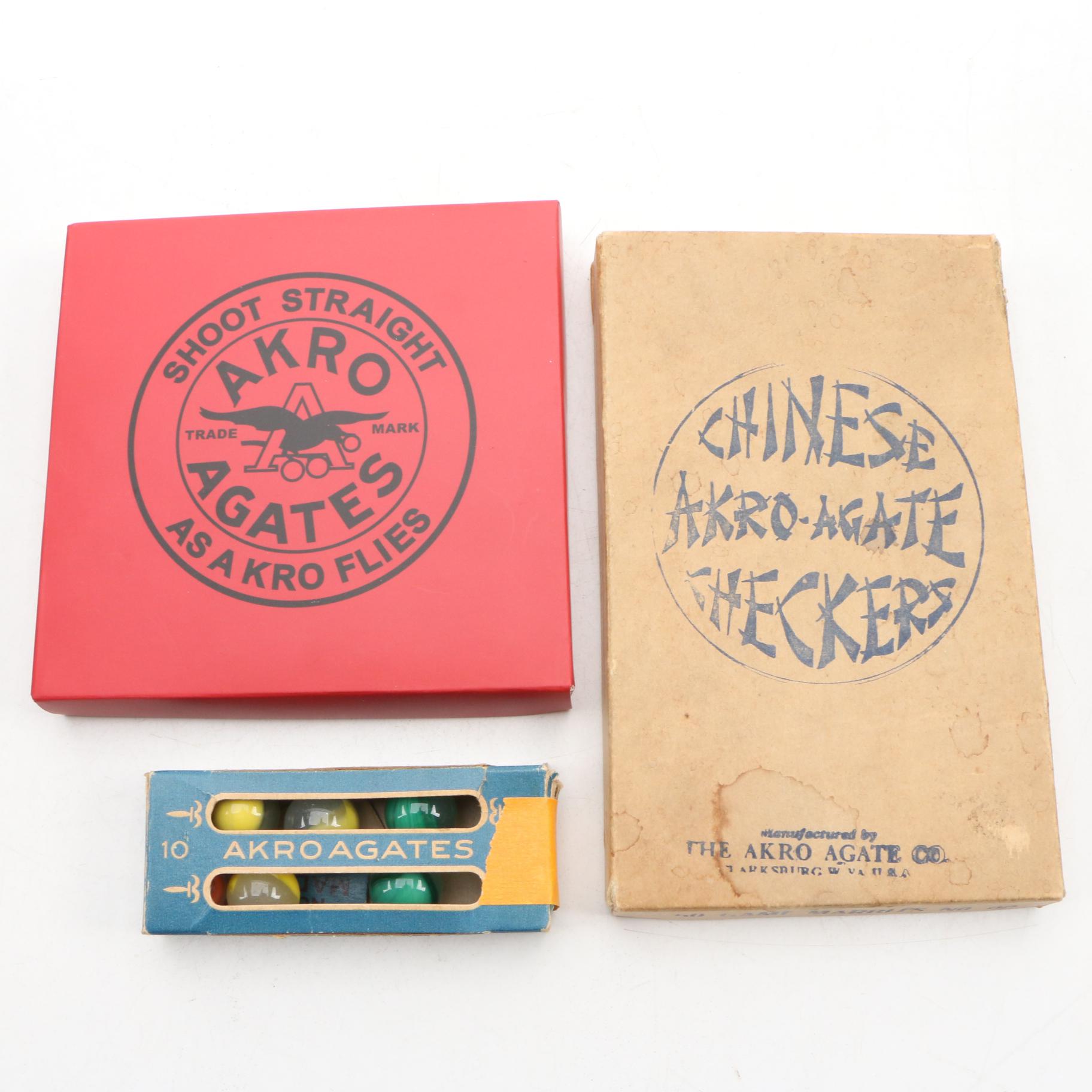 Akro Agate Glass Marble Packs and Akro Agate Slag Glass Planters