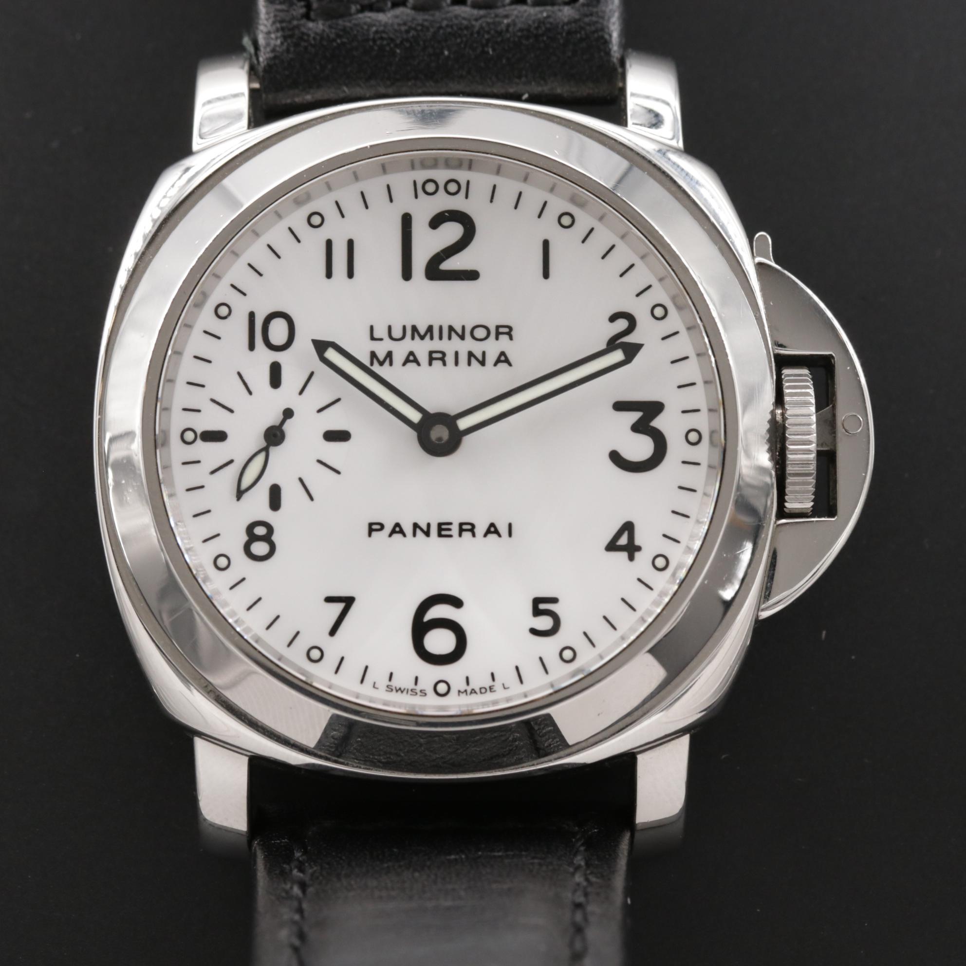 Panerai Luminor Marina PAM3 Stainless Steel Stem Wind Watch