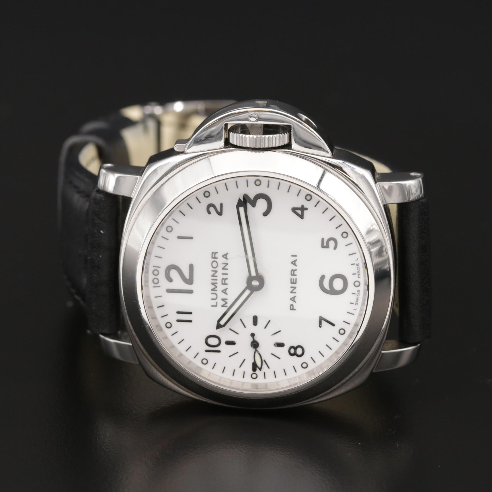 Panerai Luminor Marina PAM3 Stainless Steel Stem Wind Watch