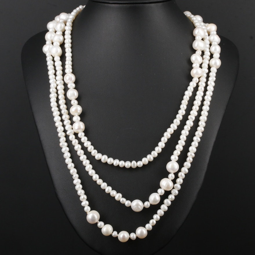 Cultured Pearl Endless Station Necklace