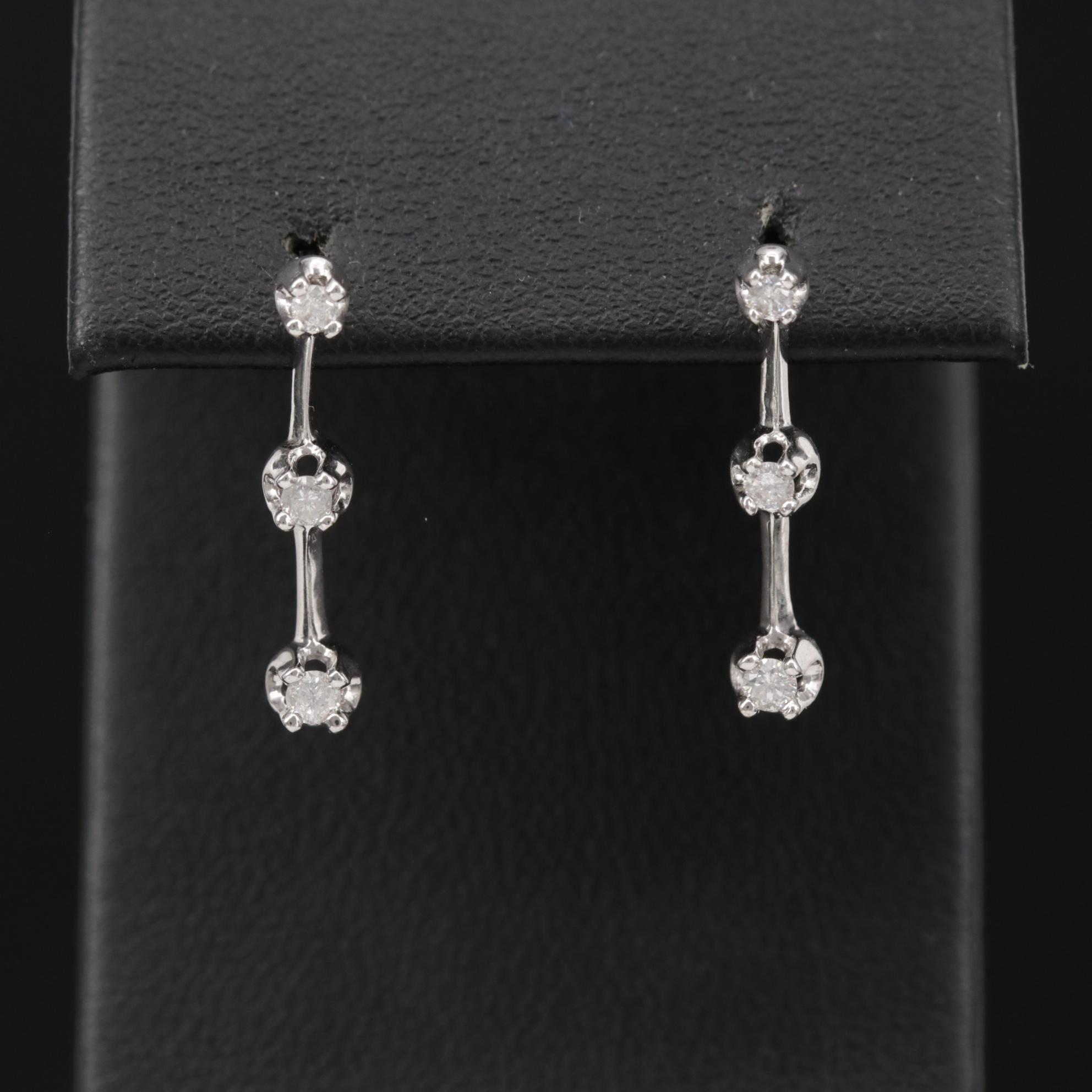 14K White Gold Diamond Drop Earrings