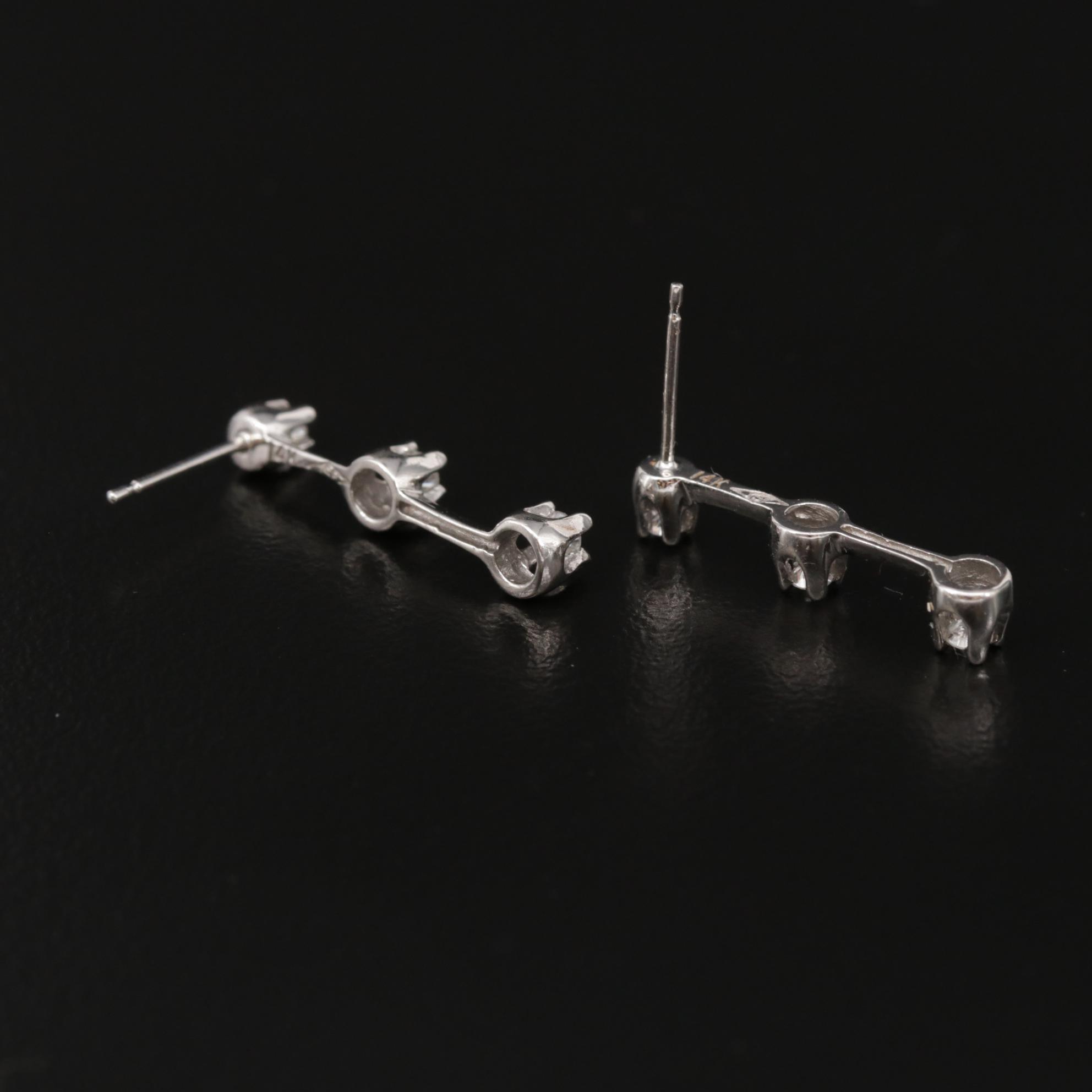 14K White Gold Diamond Drop Earrings