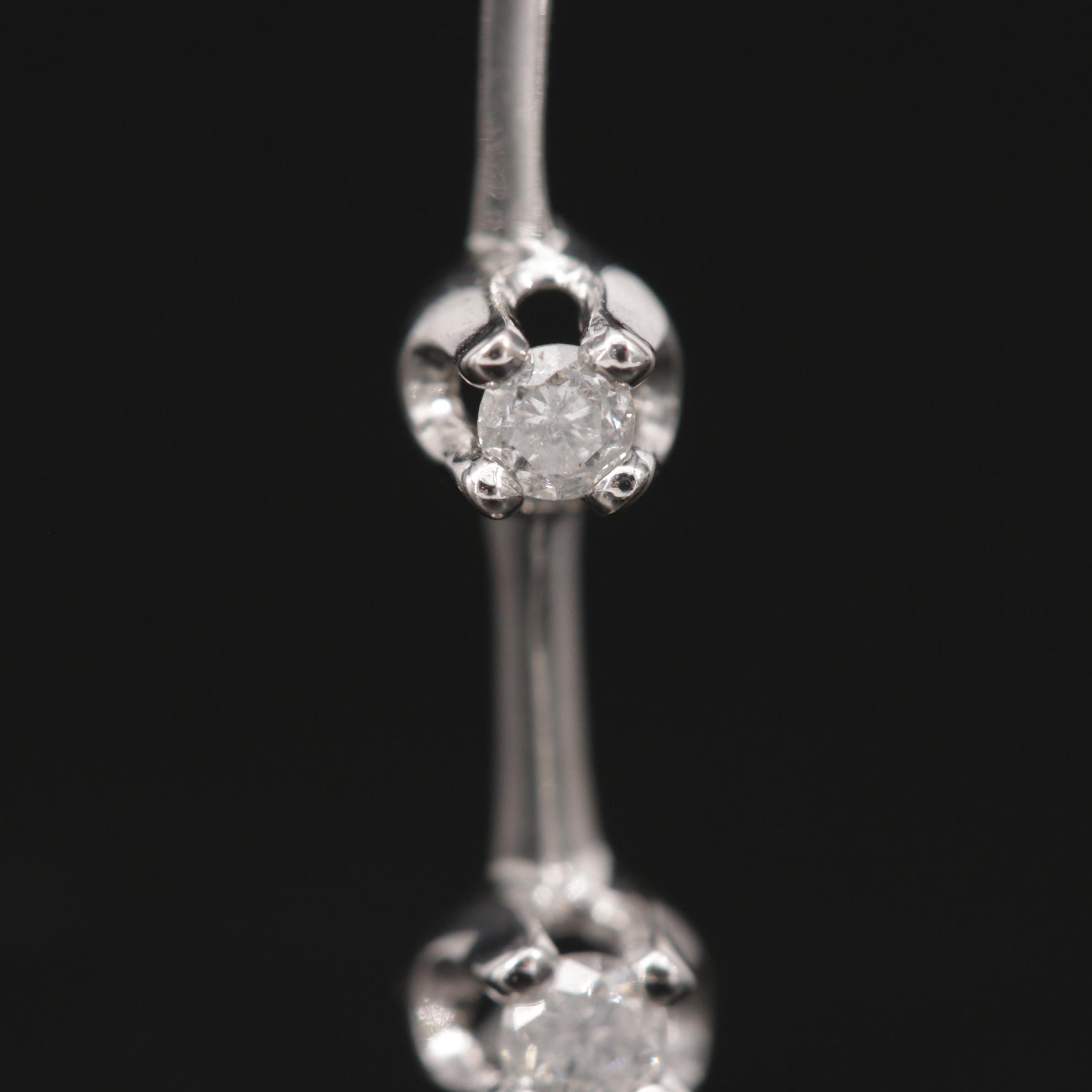 14K White Gold Diamond Drop Earrings