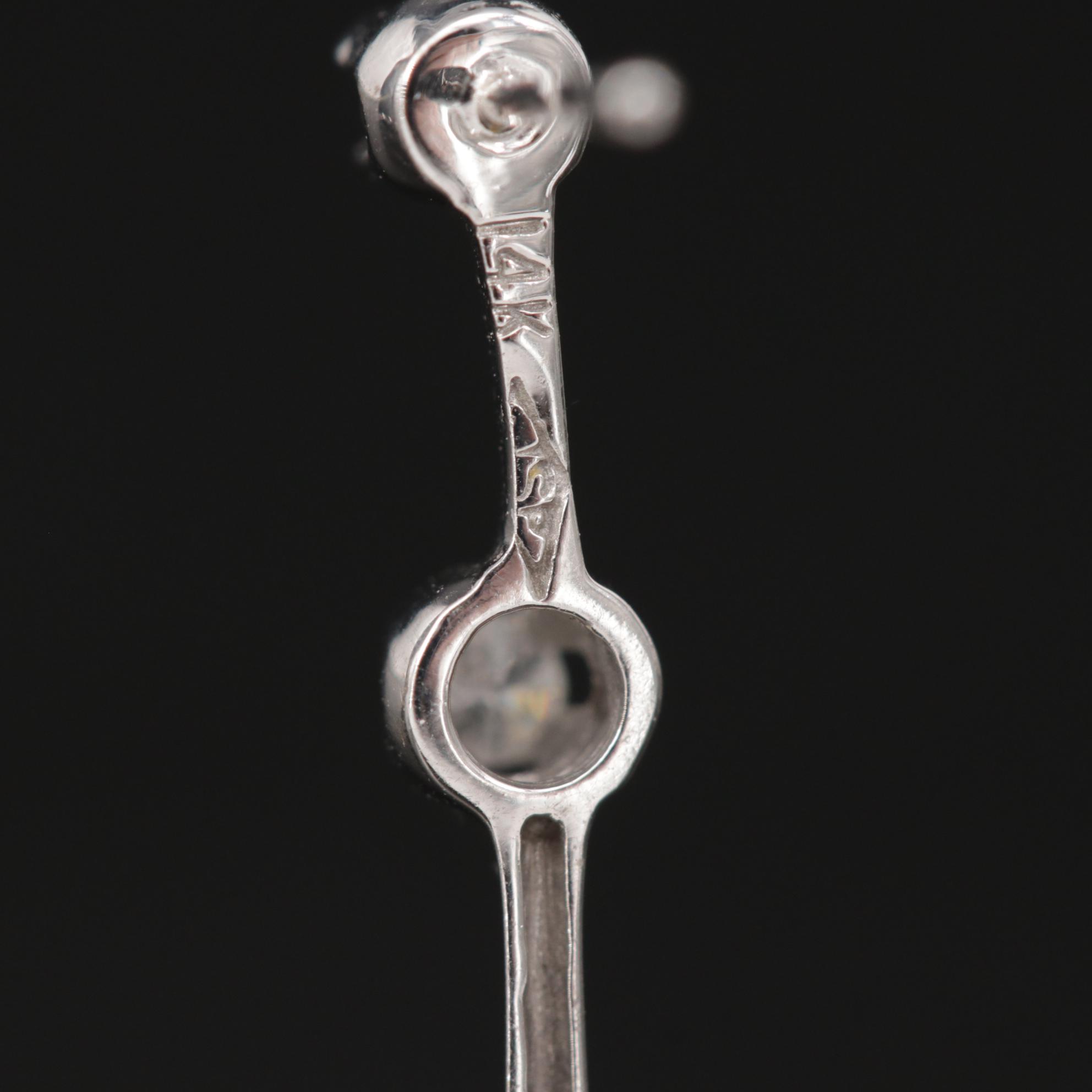 14K White Gold Diamond Drop Earrings