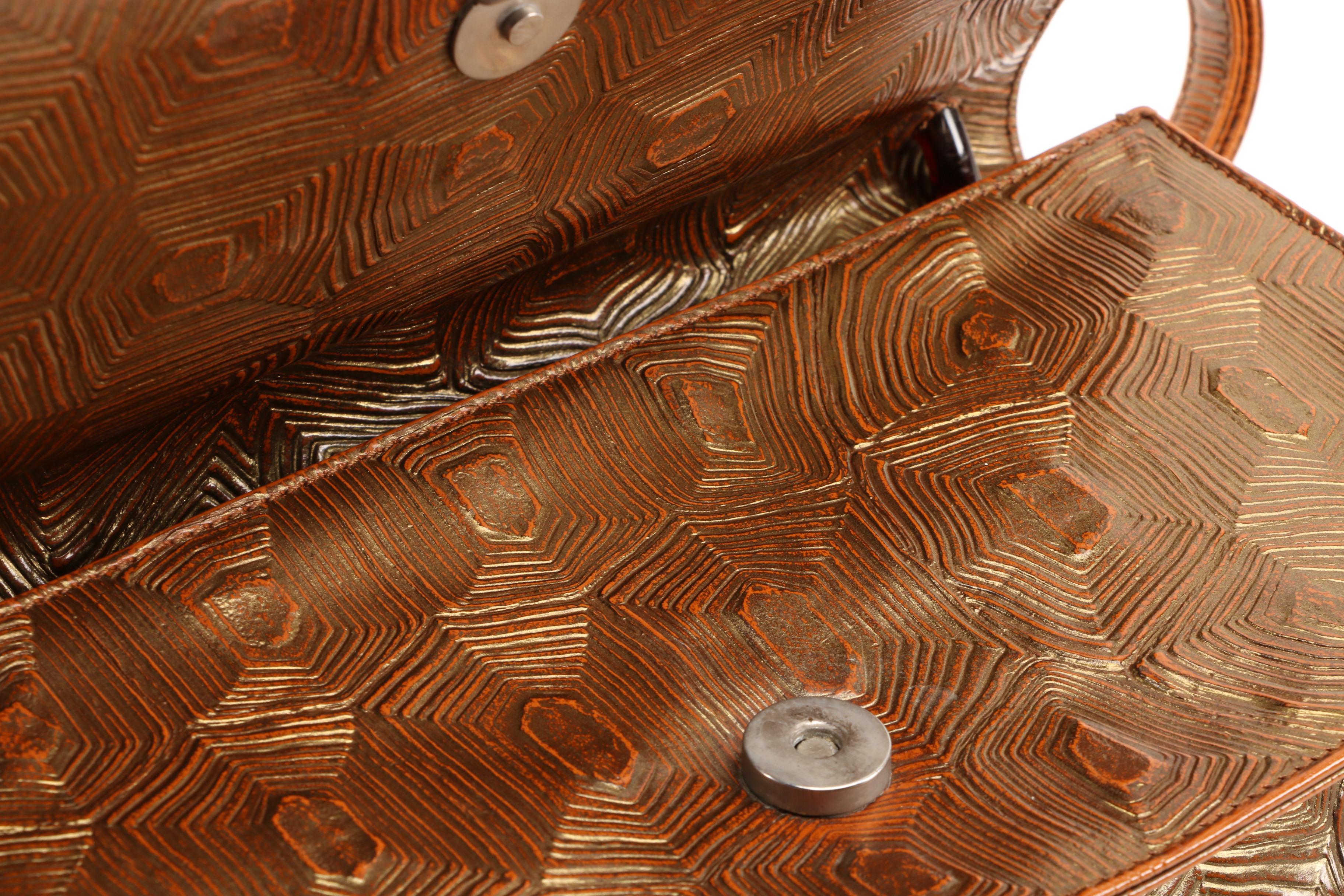 Prada Baguette in Brown Embossed Leather