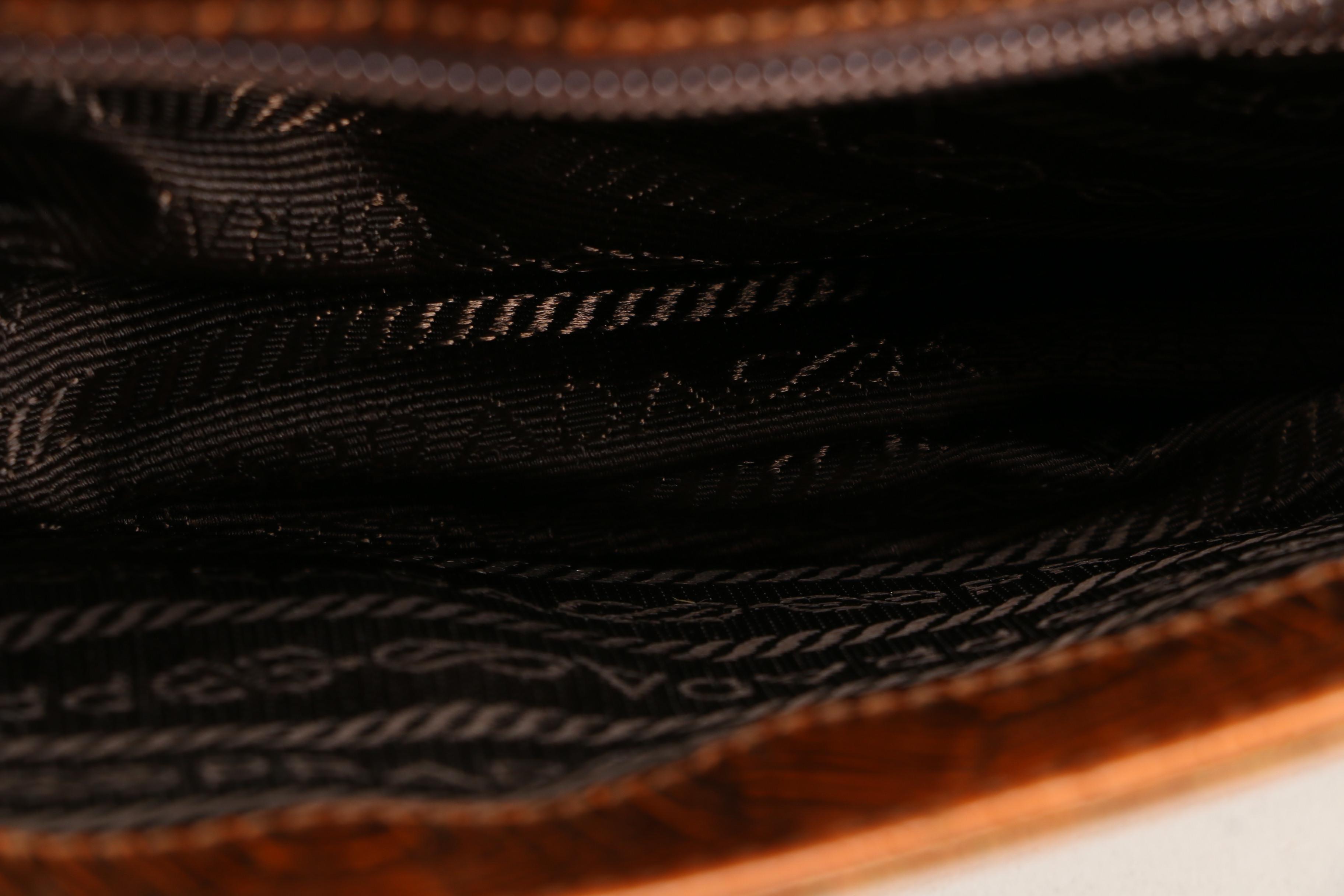 Prada Baguette in Brown Embossed Leather