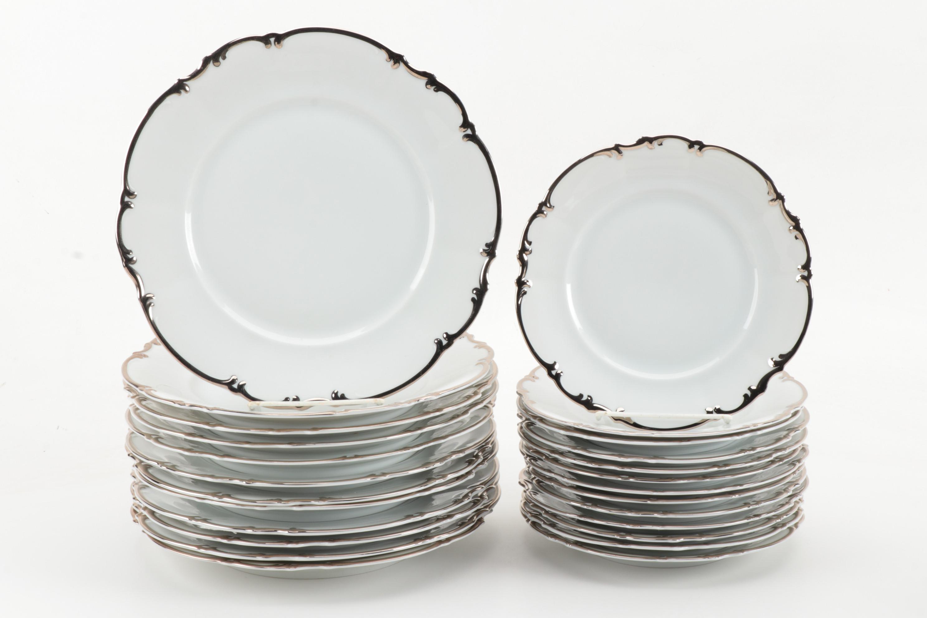 Hutschenreuther "Revere" Platinum-Trimmed Porcelain Dinnerware Service